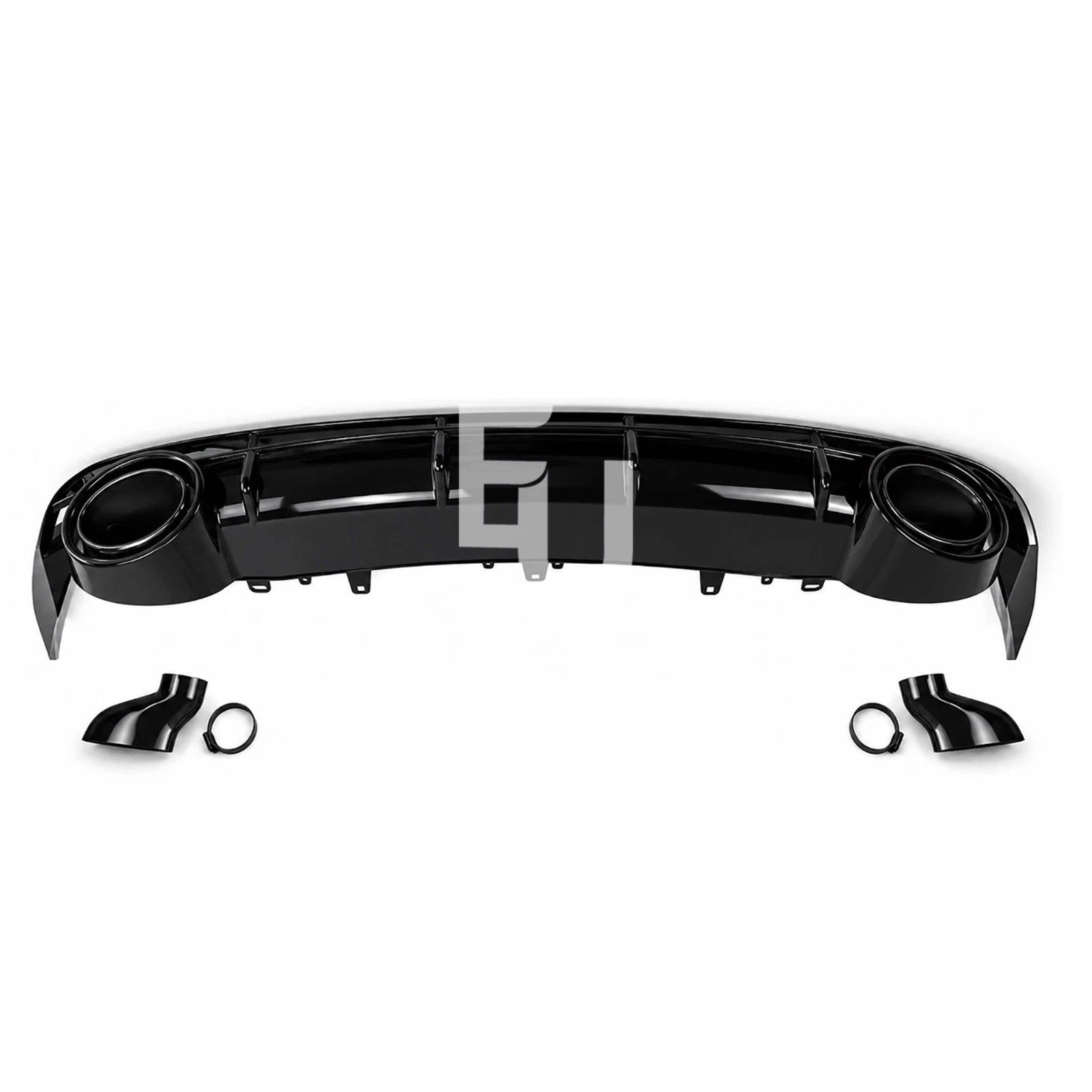 FOR AUDI A6 C7.5 SE STANDARD RS6 LOOK LCI GLOSS BLACK REAR DIFFUSER TAILPIPE 15-18