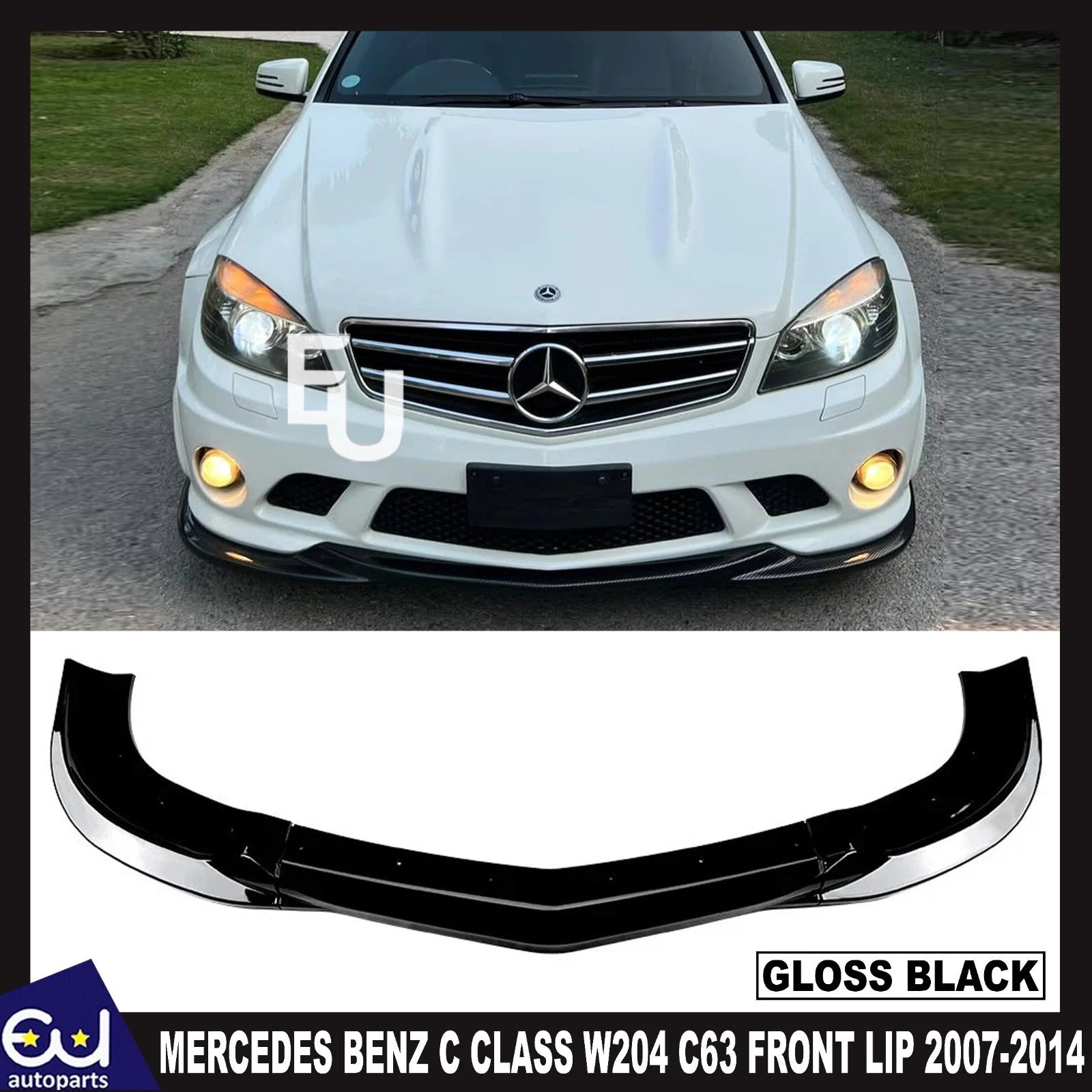 FOR MERCEDES BENZ C CLASS W204 C63 FRONT SPLITTER SPOILER LIP GLOSS BLACK 07-10