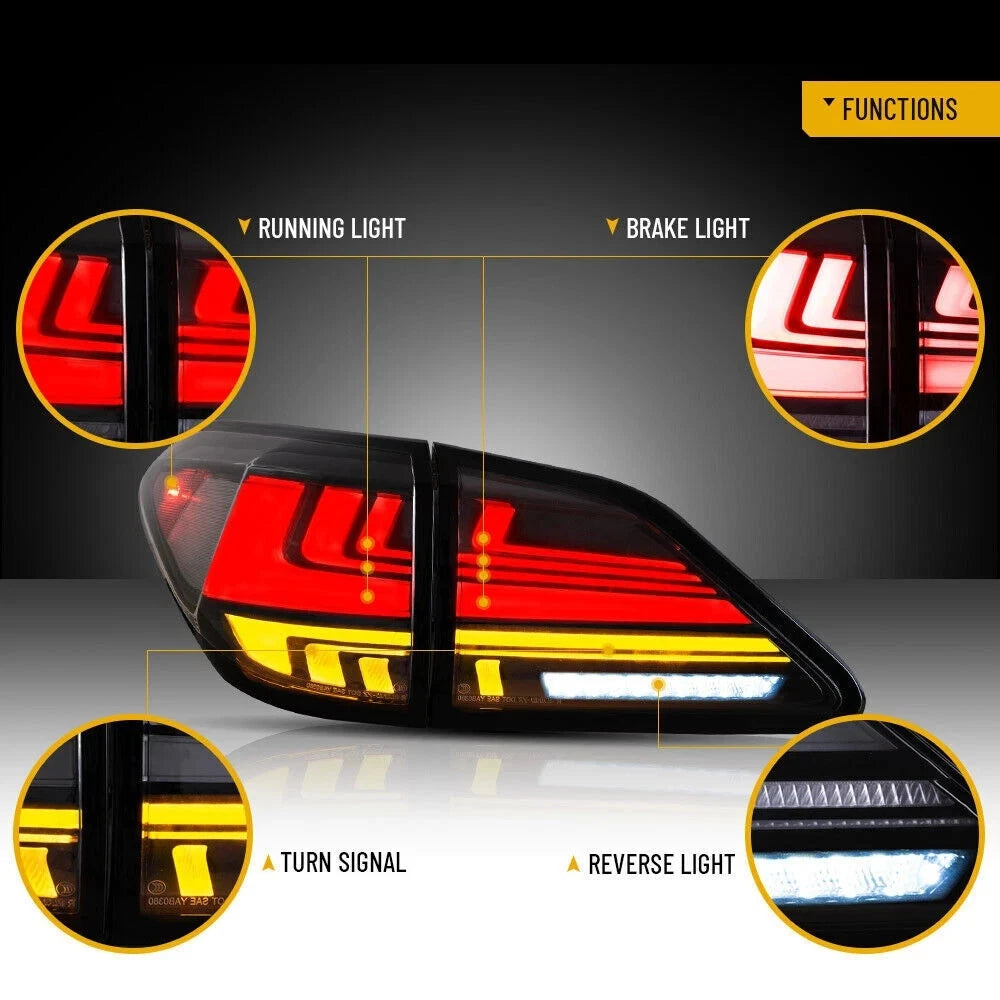 FOR LEXUS RX 350F 450H W/SEQUENTIAL LH+RH PAIR SMOKED LED REAR TAIL LIGHT LAMP