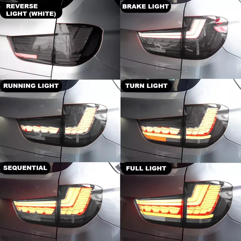 FOR BMW X5 F15 2013-2018 PAIR GTS LED BLACK SMOKED ANIMATION TAIL LIGHTS LAMP