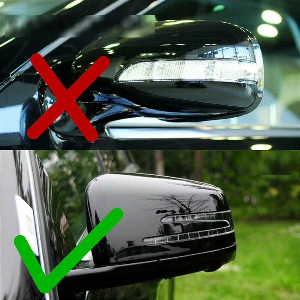 GLOSS BLACK WING MIRROR COVER CAPS FOR MERCEDES A C S CLASS W221 W204 W176 C117