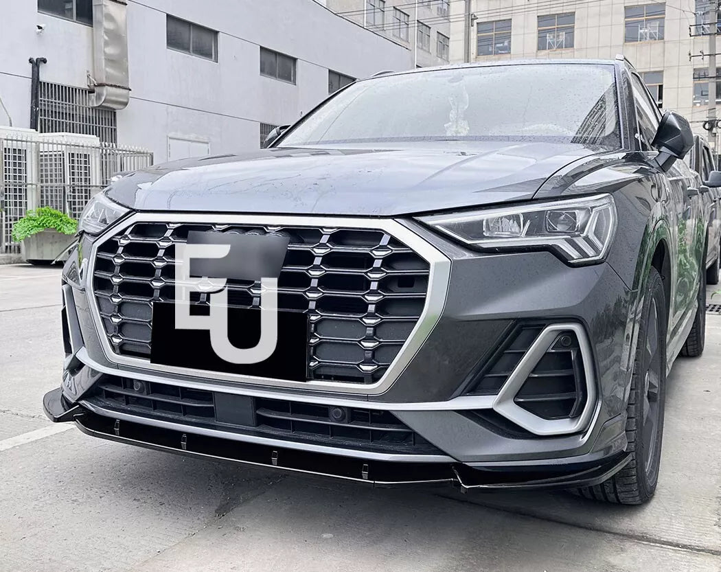 FOR AUDI Q3 F3 S LINE FRONT BUMPER LIP SPLITTER SPOILER GLOSS BLACK 2018-2024