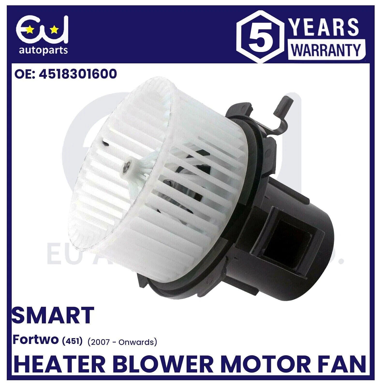 HEATER INTERIOR BLOWER MOTOR FAN FOR SMART FORTWO CABRIO 451 2007-23 4518301600