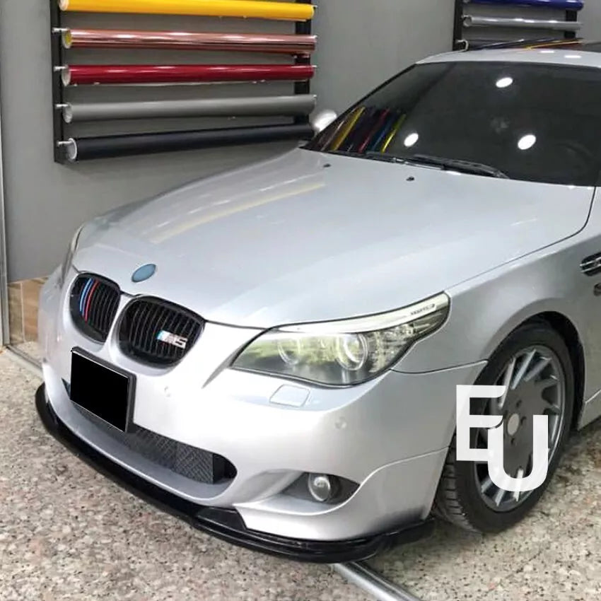 FOR BMW 5 SERIES E60 E61 M SPORT GLOSS BLACK FRONT SPLITTER LIP 2004-2010