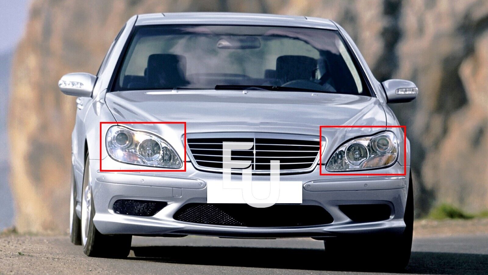 "Left & Right Headlight Lens Covers for Mercedes W220 S-Class 1998–2005 – Clear