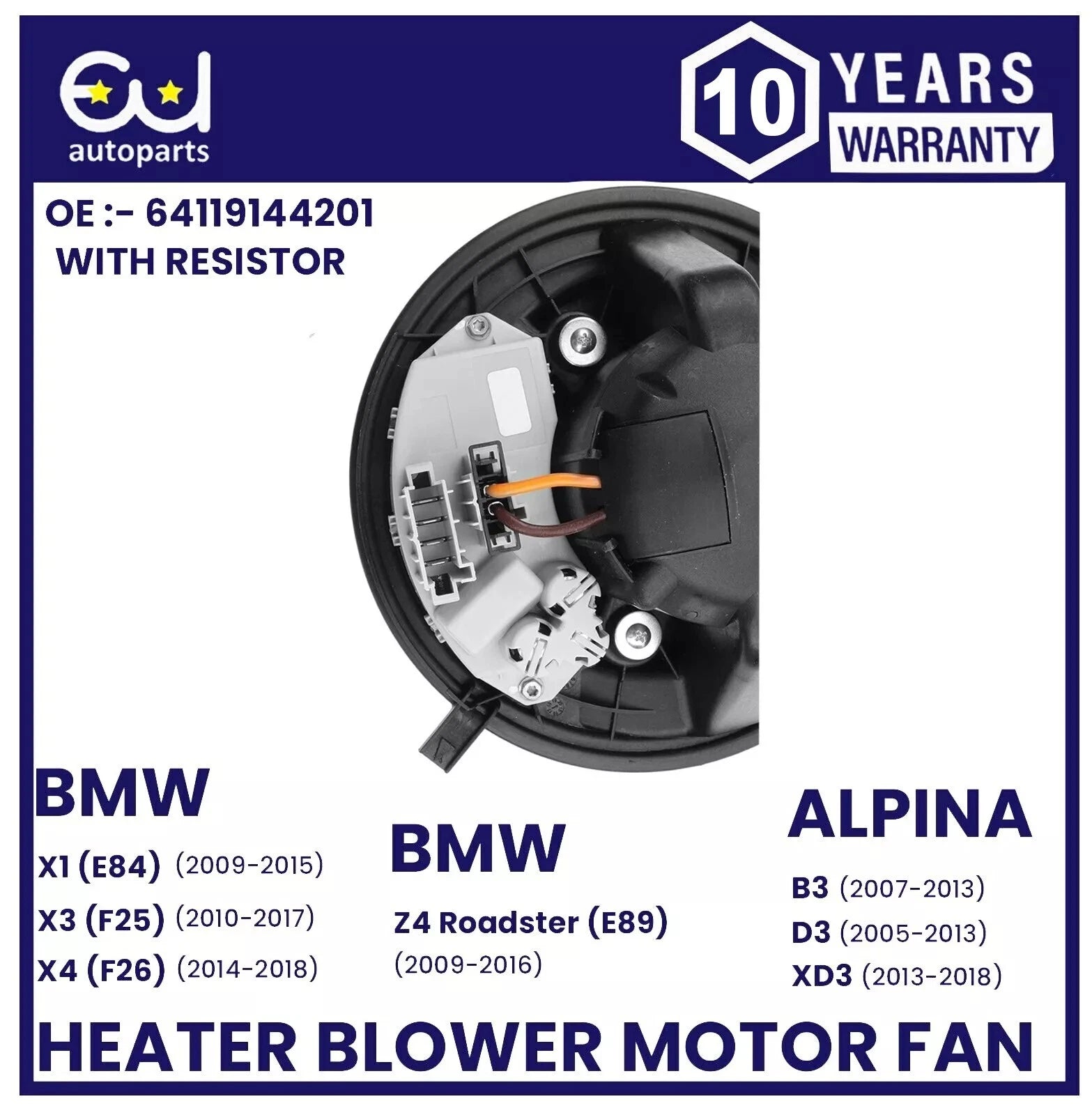 HEATER BLOWER MOTOR FAN FOR BMW 3 & 1 SERIES Z1 Z4 E90 E91 E92 E93 64119144201