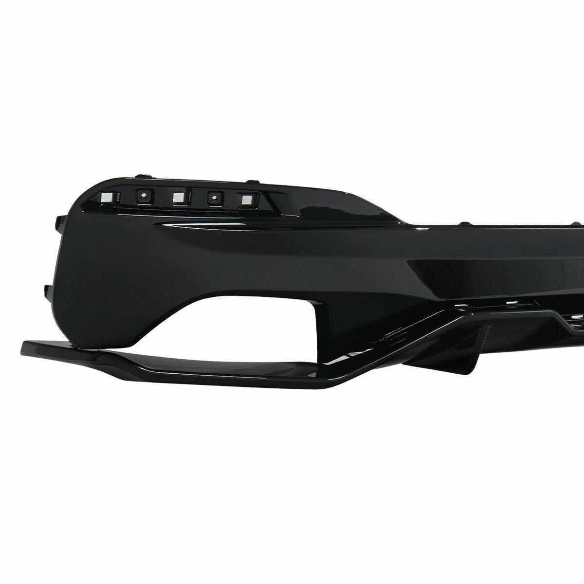 FOR BMW 5 SERIES G30 G31 M SPORT M5 STYLE REAR BUMPER DIFFUSER LIP 3D GLOSS BLACK 16-23