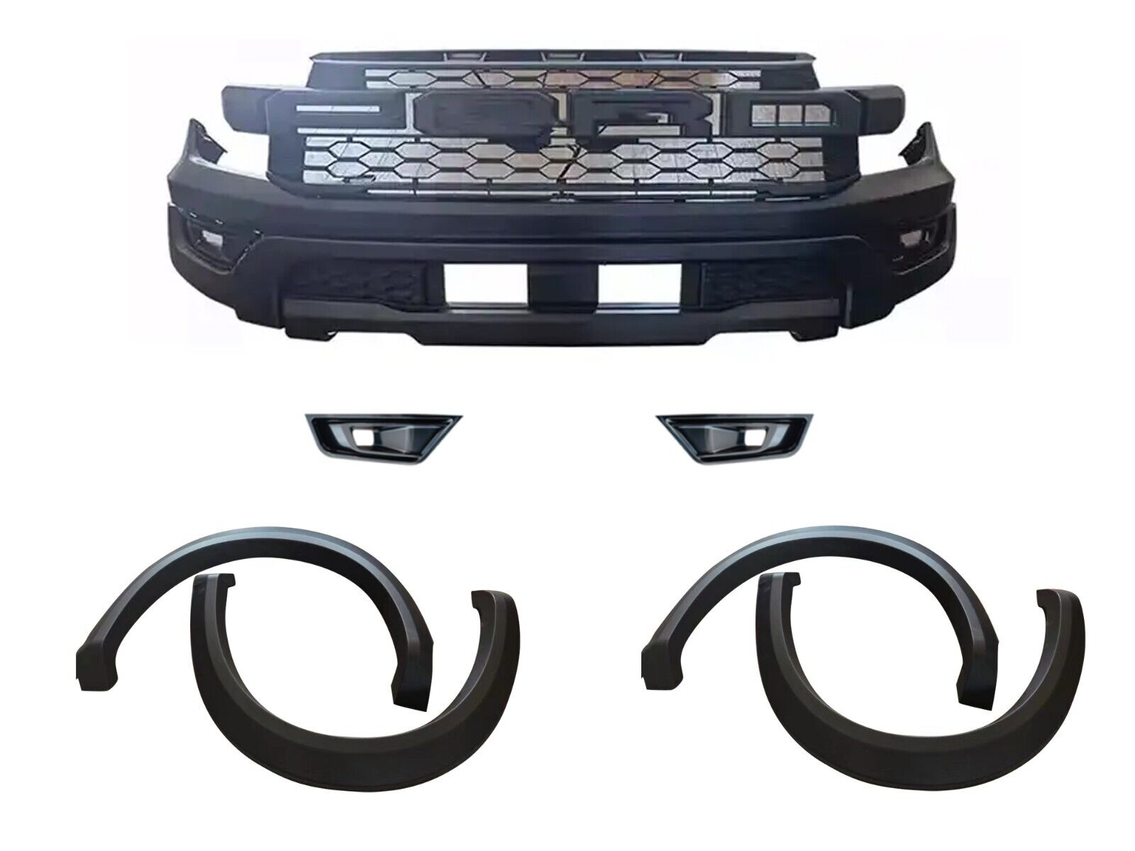 MATTE BLACK RAPTOR STYLE BUMPER WHEEL ARCHES BODYKIT KIT FOR FORD RANGER T9 22+