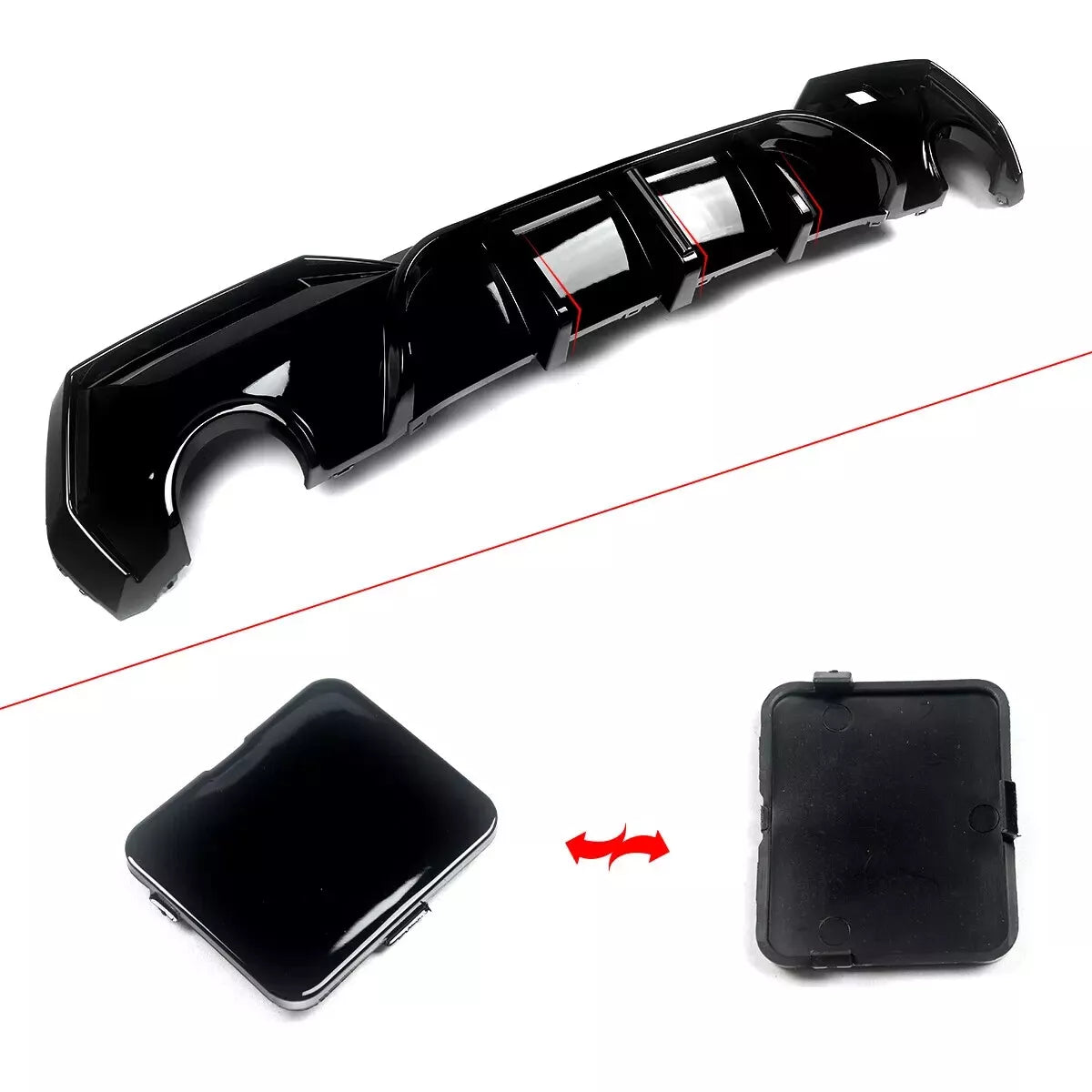 FOR BMW 4 SERIES G22 G23 REAR LED DIFFUSER VALANCE DUAL EXHAUST GLOSS BLACK 20+