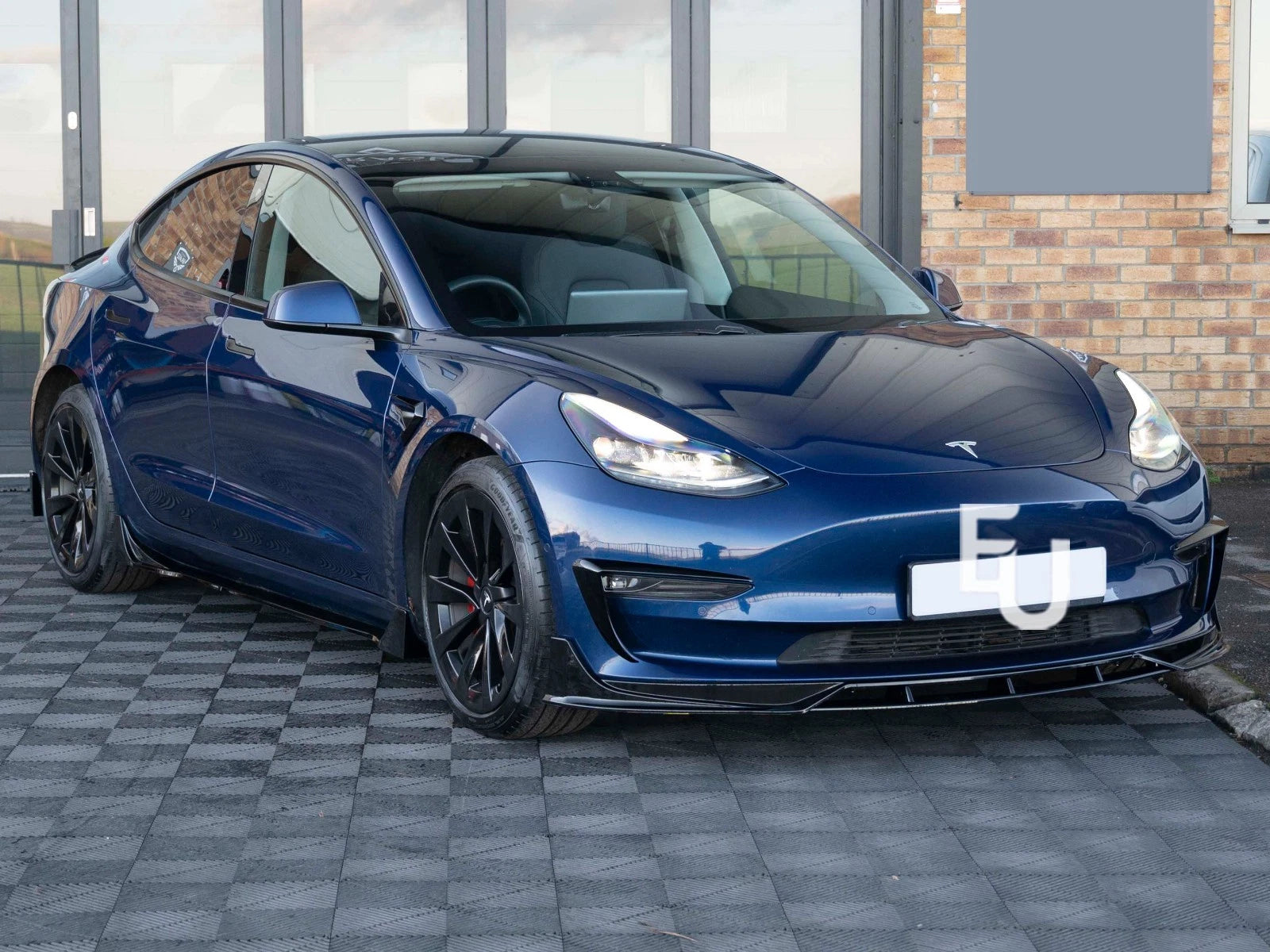 FOR TESLA MODEL 3 FRONT BUMPER SPLITTER LIP SPOILER VALANCE GLOSS BLK 2017-2021