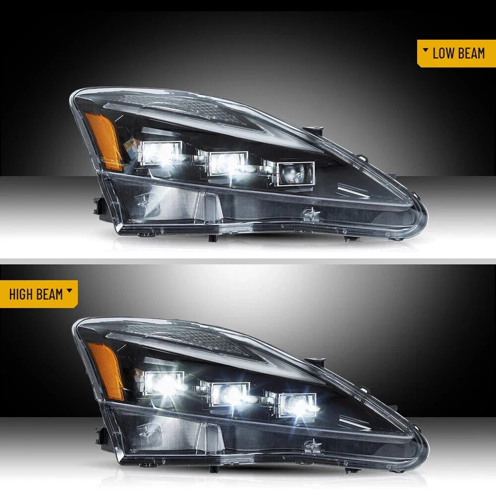 PAIR HEADLIGHTS PROJECTOR LED DRL FOR 2006-2013 LEXUS IS250 IS350 ISF W/STARTUP