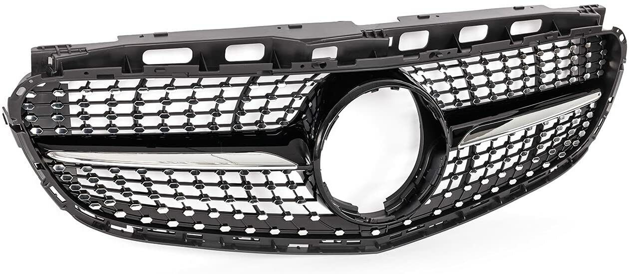 GLOSS BLACK CHROME DIAMOND GRILL GRILLE FOR MERCEDES E CLASS W212 2013-2016 AMG