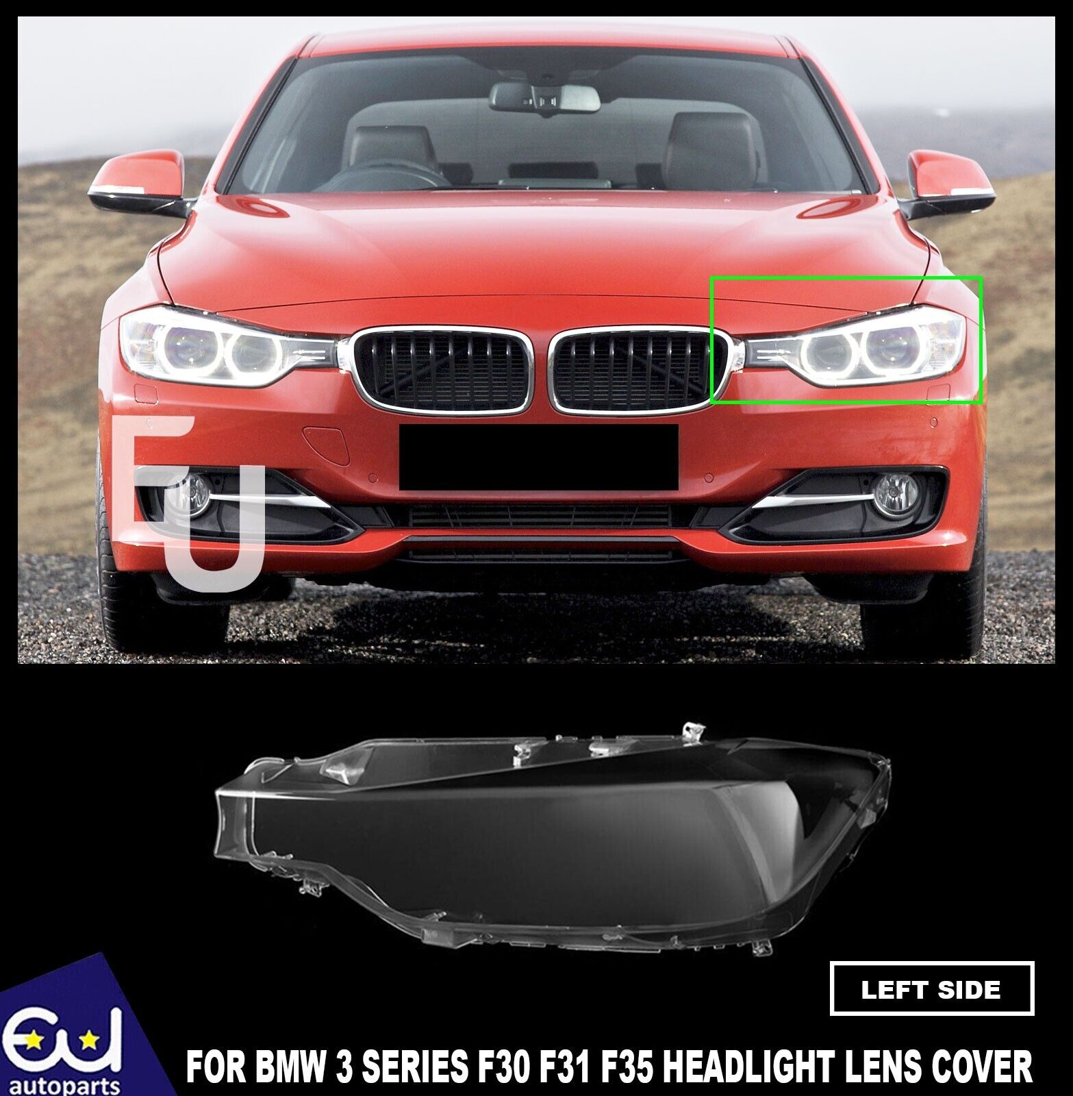 LEFT SIDE HEADLIGHT LENS COVER REPLACEMENT FOR BMW F30 F31 F35 3 SERIES 11-2015