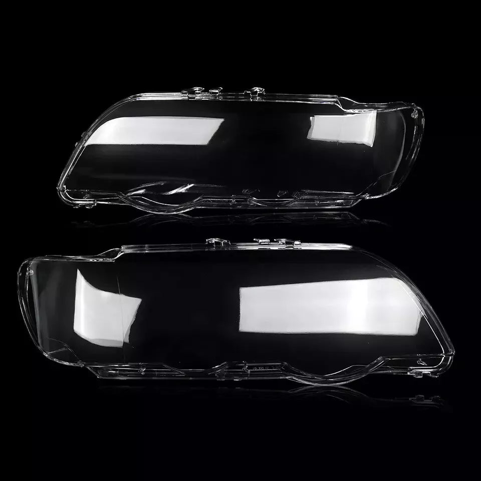 LEFT RIGHT HEADLIGHT HEADLAMP LENS COVER SHELL REPLACEMENT FOR BMW X5 E53 00-03