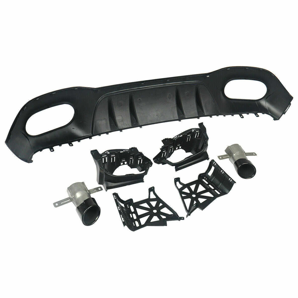 FOR MERCEDES A CLASS W177 AMG A35 A35S LOOK REAR DIFFUSER+TAILPIPES GLOSS BLACK
