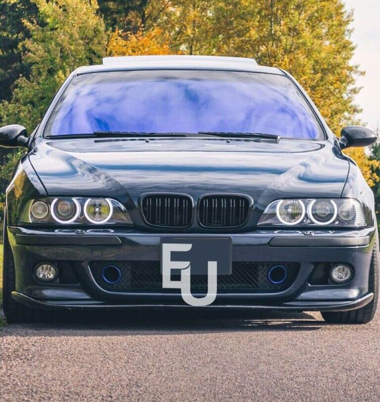 GLOSS BLACK TWIN SLATS FRONT KIDNEY GRILLE GRILL FOR BMW 5 SERIES E39 1995-2002