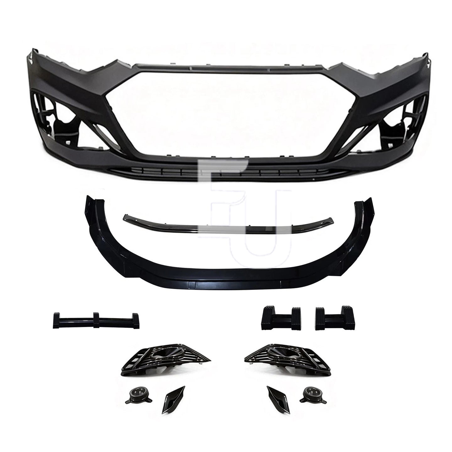 RS5 LOOK FRONT BUMPER SPLITTER WITH GRILLE BODYKIT FOR AUDI A5 S5 B9.5 2020-24