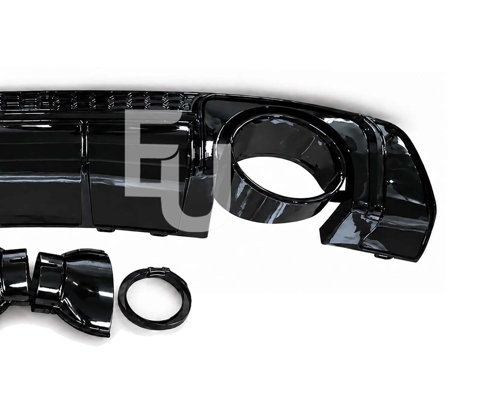 GLOSS BLACK REAR BUMPER DIFFUSER TTRS LOOK FOR AUDI TT MK3 W/TAILPIPE 2015-2018