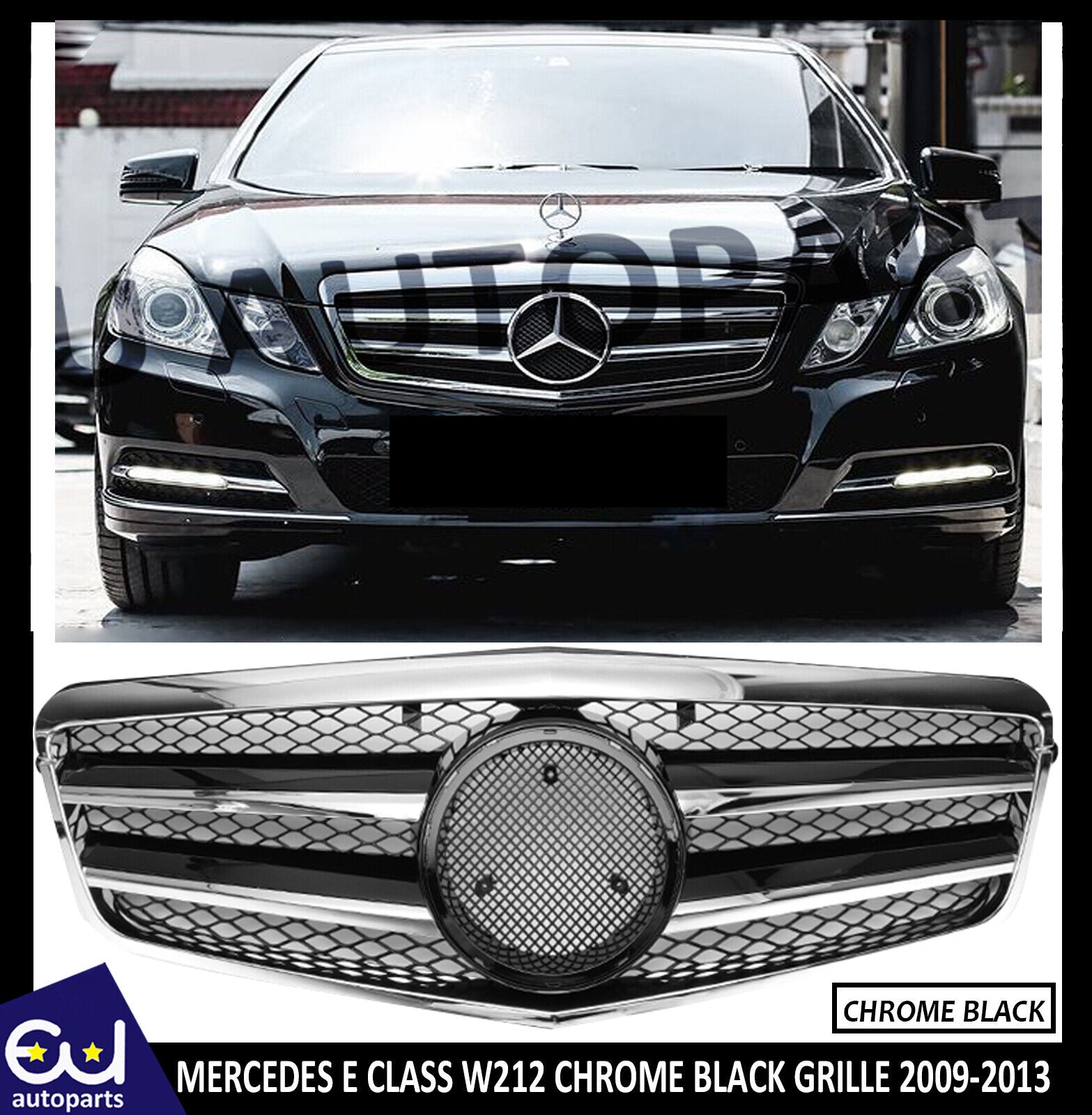 FOR MERCEDES W212 E-CLASS SALOON ESTATE BLACK CHROME GRILL GRILLE E63 AMG 09-13