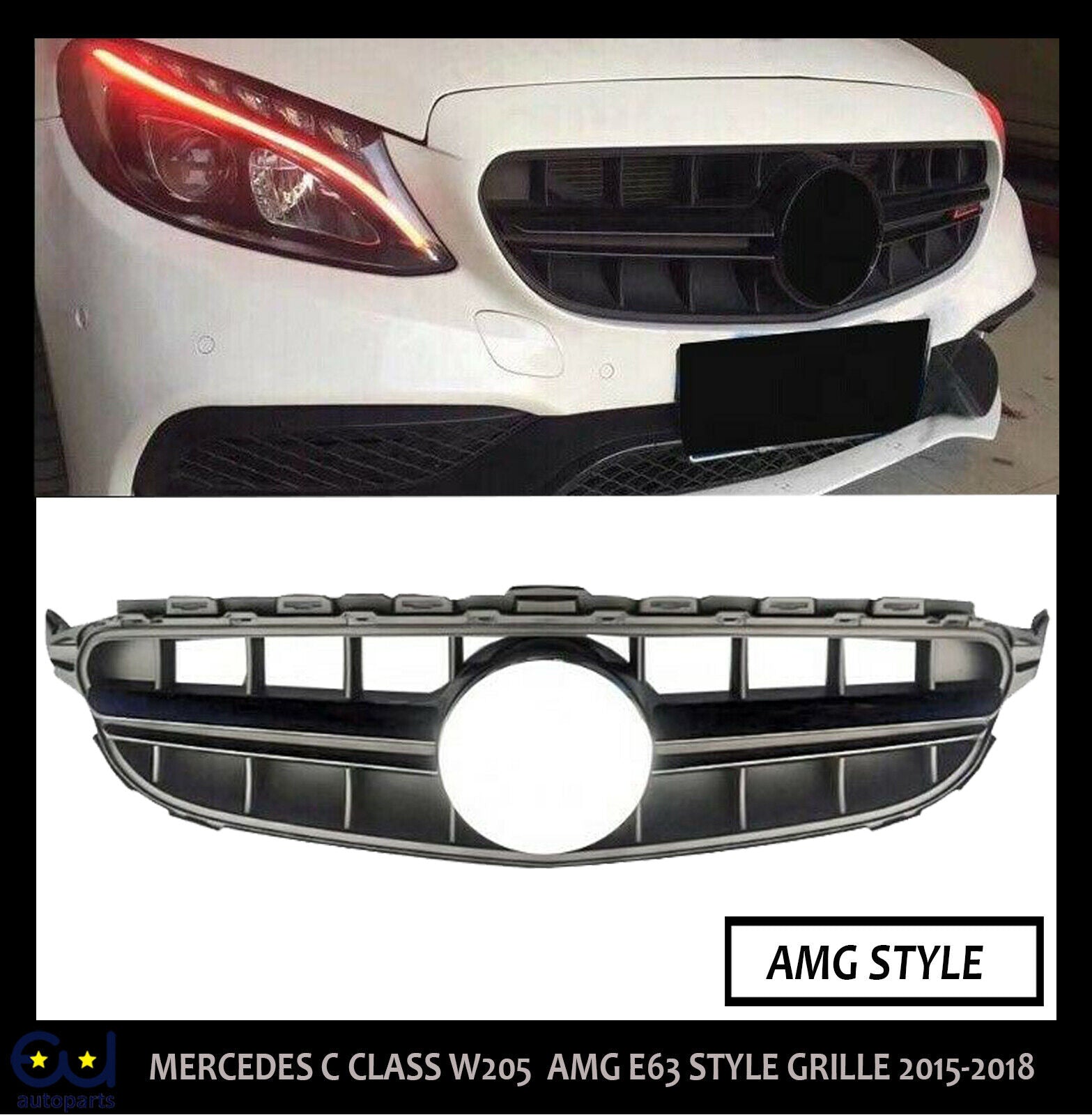 FOR MERCEDES W205 C CLASS GRILLE GRILL AMG E63 STYLE W205 2015-2018 AMG STYLE