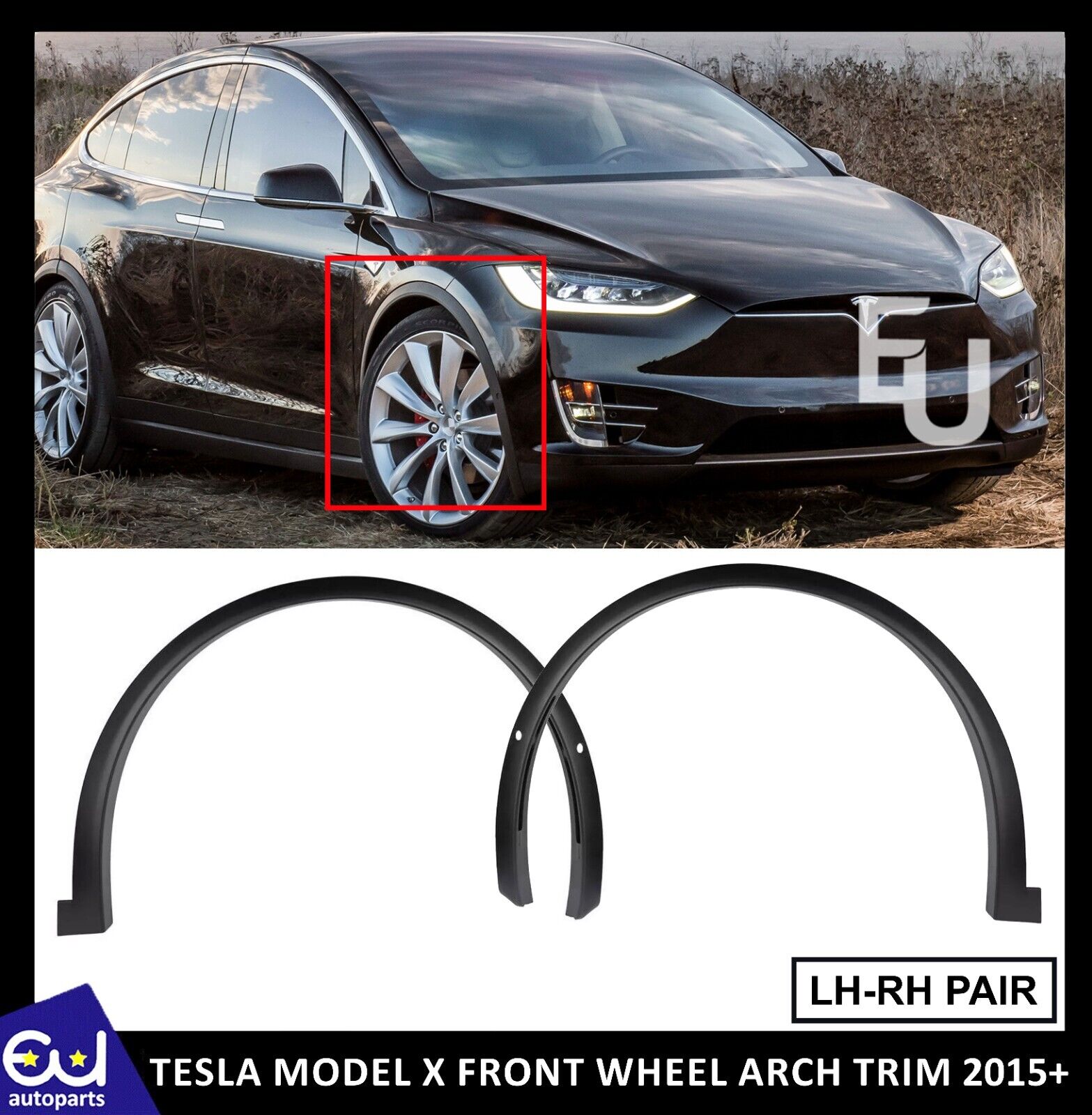 FOR TESLA MODEL X FRONT LEFT RIGHT PAIR SET FENDER WHEEL ARCH MOULDING TRIM 15+