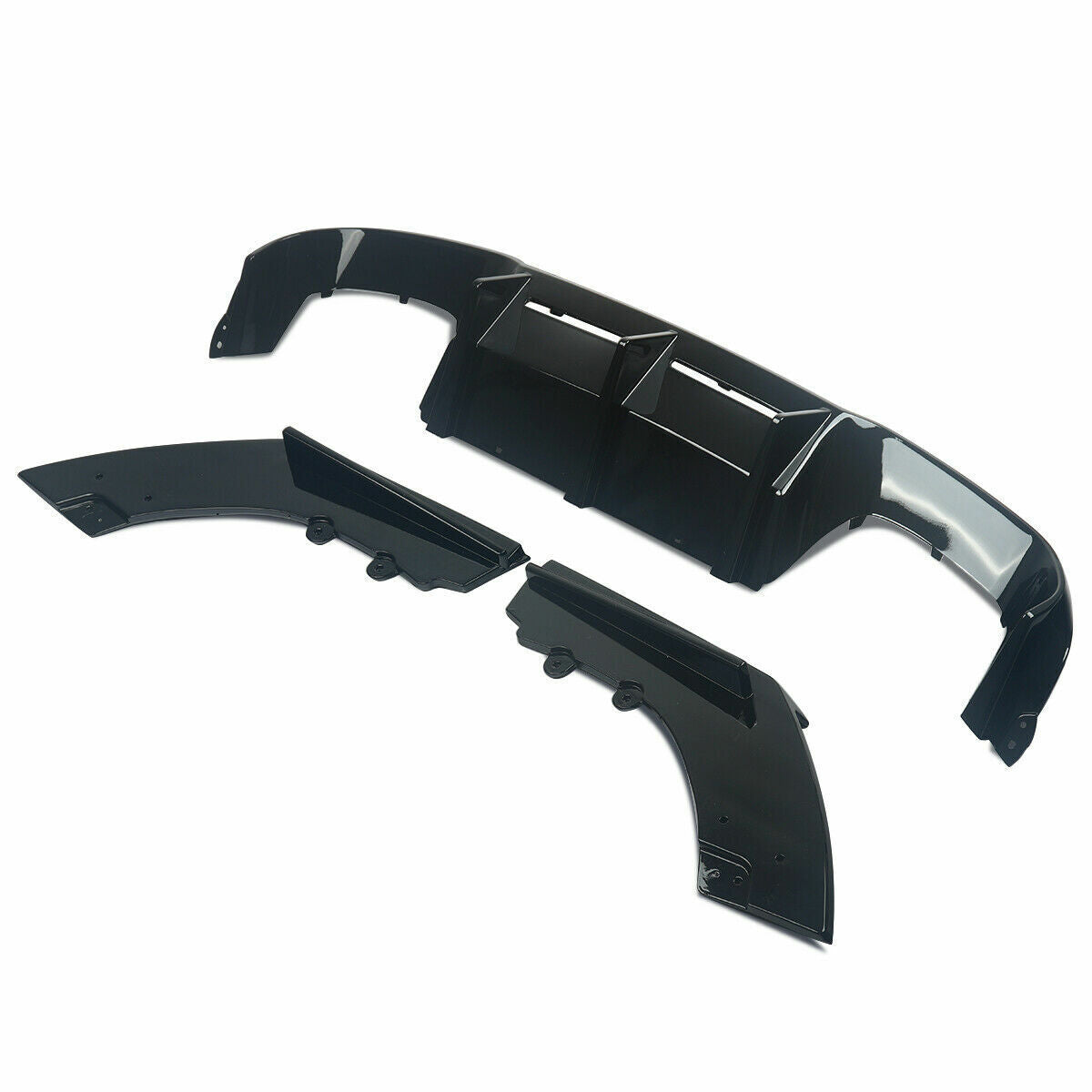 FOR BMW M2 F87 GLOSS BLACK REAR DIFFUSER SPLITTER VALANCE 3PC MTC STYLE 2015+