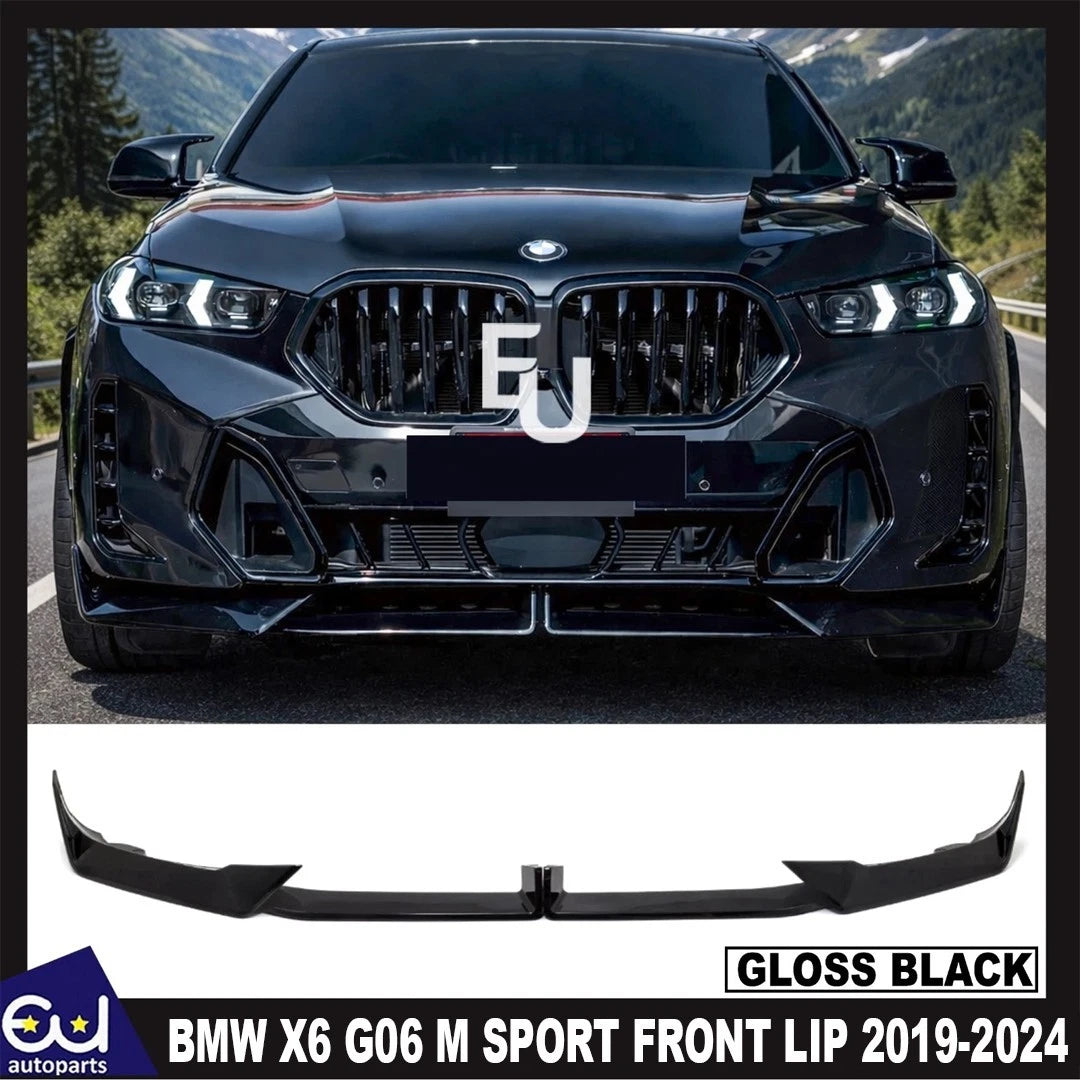 FOR BMW X6 G06 M SPORT FRONT BUMPER SPLITTER LIP SPOILER GLOSS BLACK 2019-2024