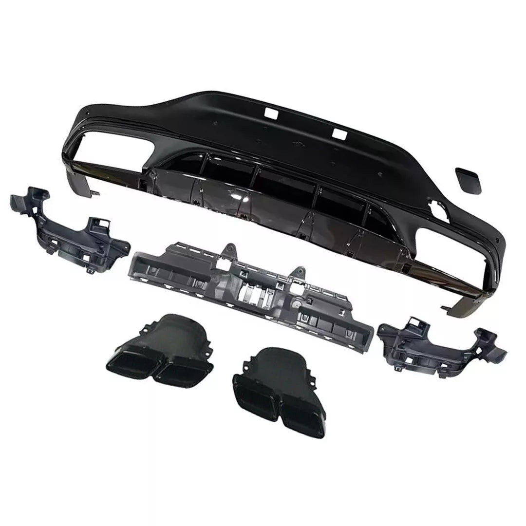 FOR MERCEDES GLC C253 COUPE AMG GLC63 STYLE REAR DIFFUSER & BLACK PIPES 2016+ UK