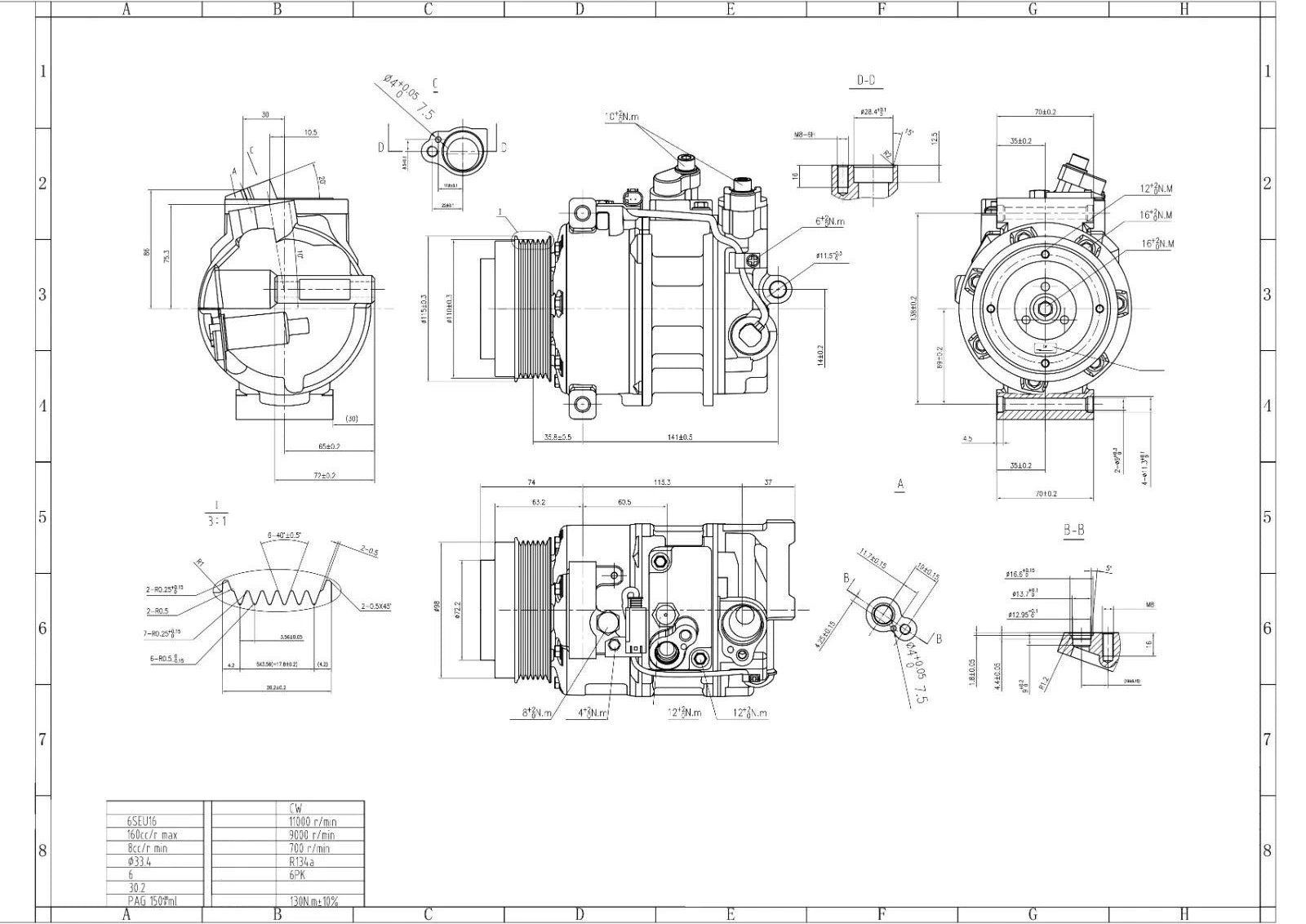 AIR CON A/C COMPRESSOR FOR MERCEDES W204 SPRINTER 3T 5T VITO VIANO A0002306511