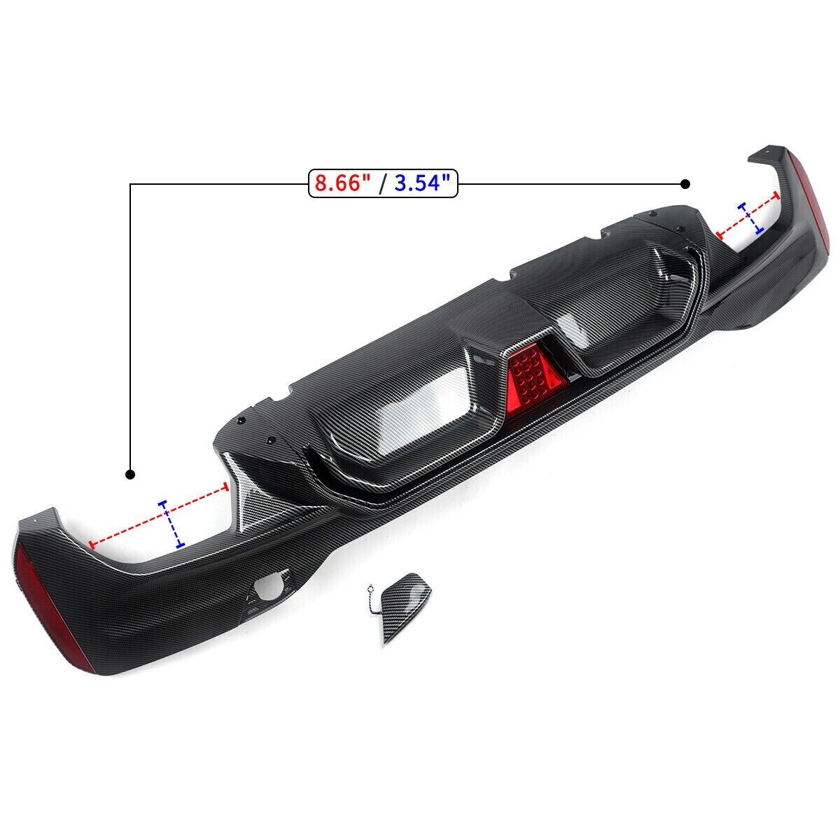 CARBON LOOK REAR BUMPER DIFFUSER LIP W/LIGHT FOR BMW 5 SERIES G30 G38 2017-2022