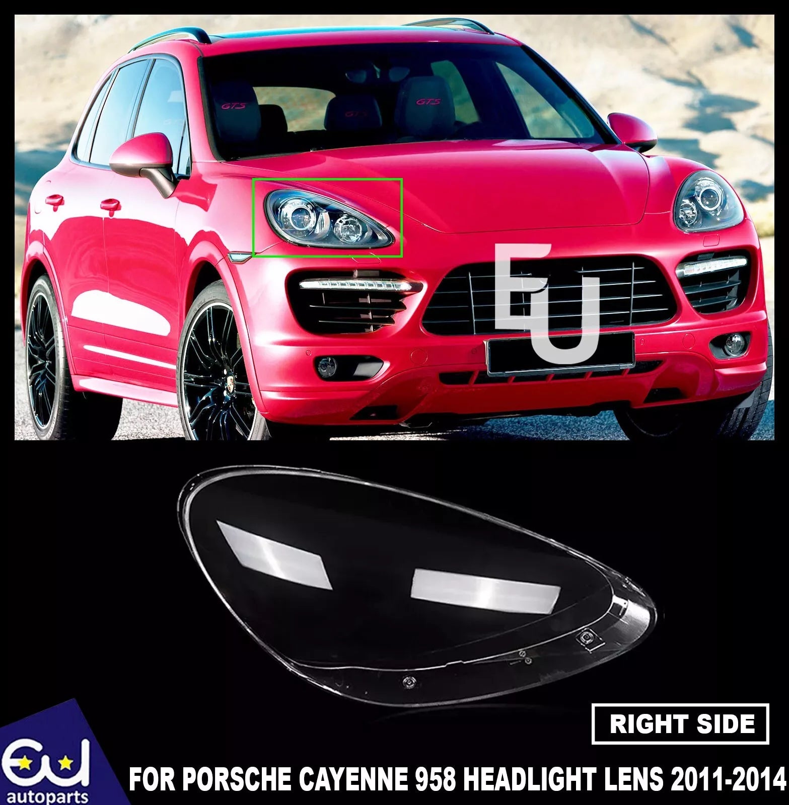 RIGHT DRIVER SIDE HEADLIGHT LENS COVER LAMP FOR PORSCHE CAYENNE 958 2011-2014
