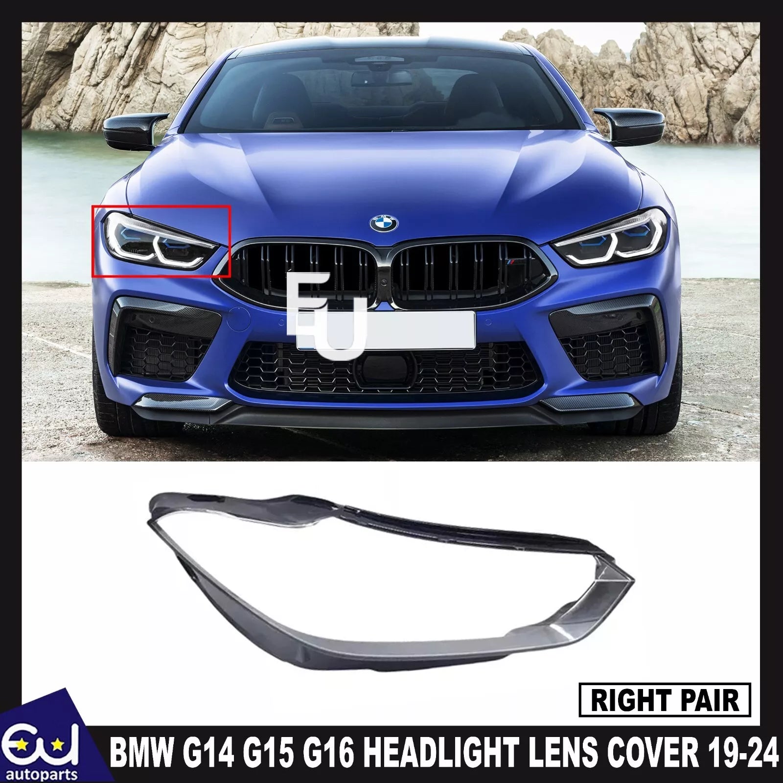 FOR BMW G14 G15 G16 RIGHT SIDE FRONT HEADLIGHT HEADLAMP LENS COVER 2019-2024