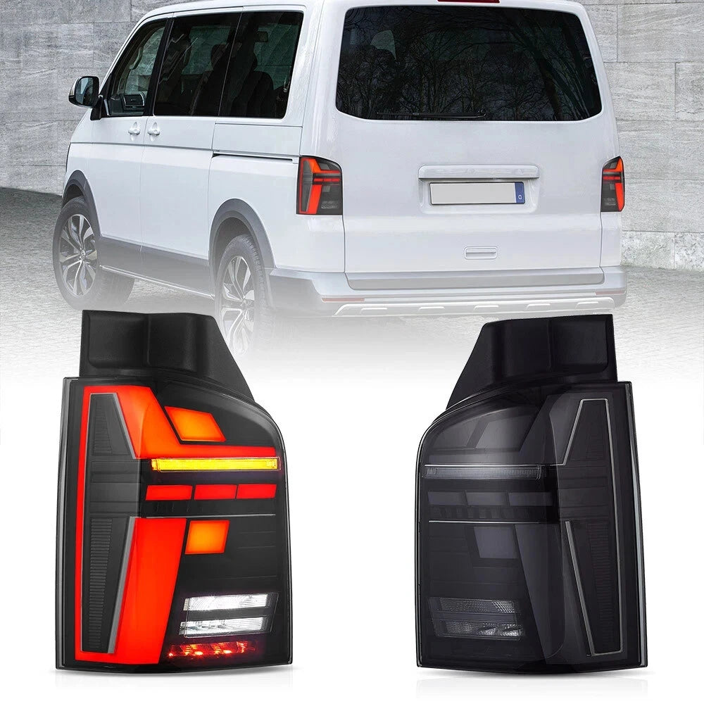 FOR VW MULTIVAN TRANSPORTER T5 T5.1 SMOKED LED REAR TAIL LIGHTS LAMP W/ANIMATION