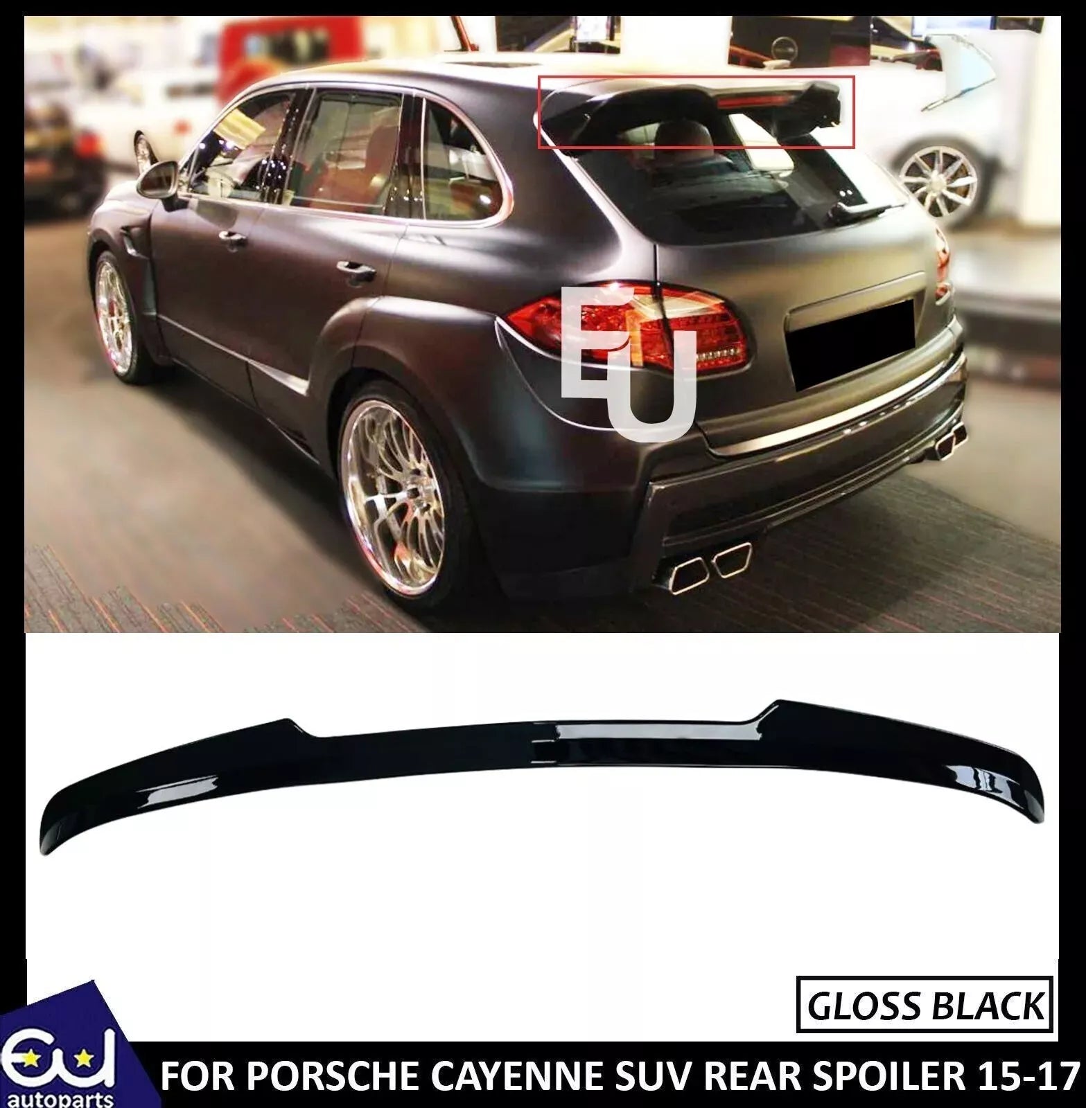 REAR ROOF SPOILER TOP WINDOW WING LIP FOR PORSCHE CAYENNE SUV 15-17 GLOSS BLACK