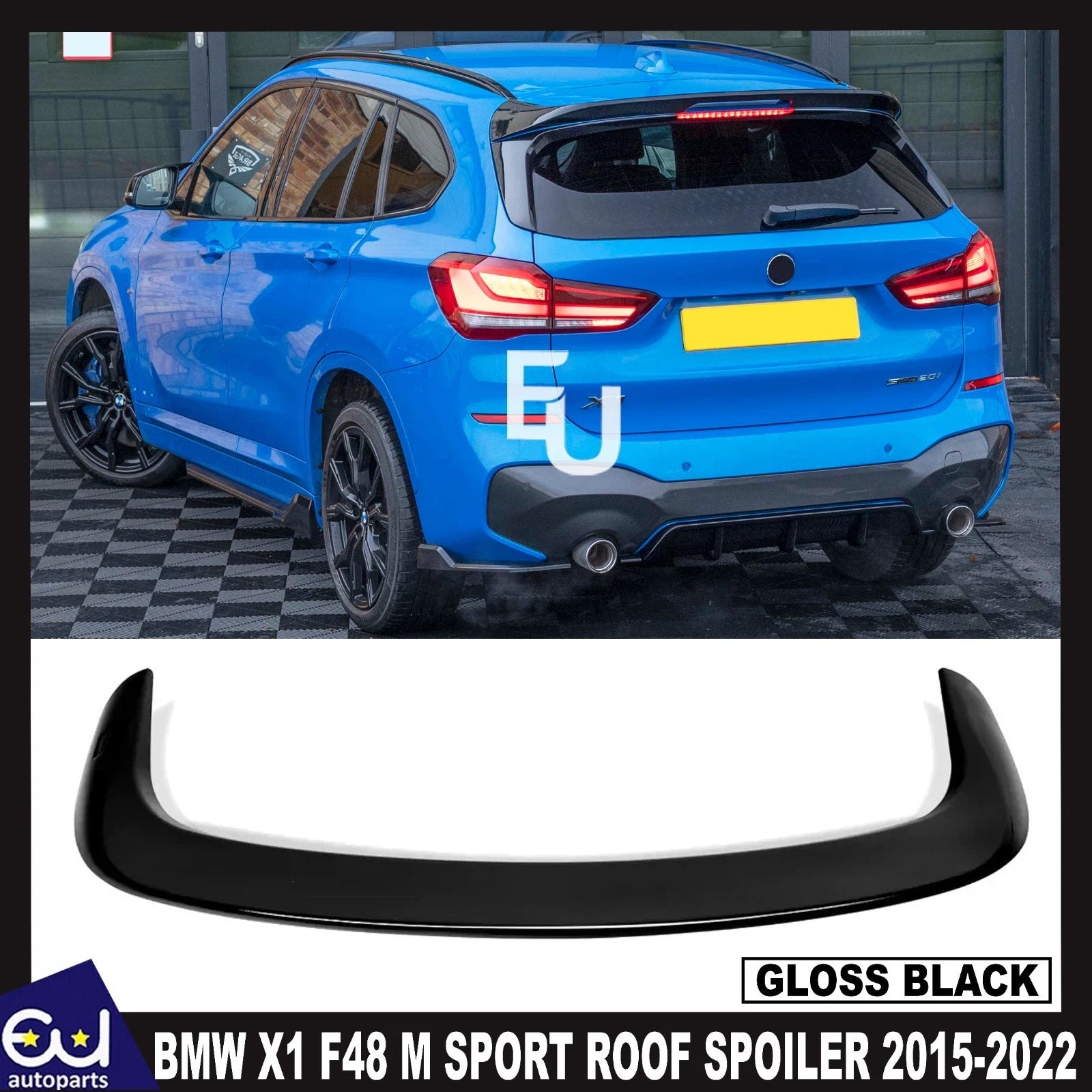 REAR ROOF BOOT SPOILER WING FOR BMW X1 F48 M SPORT  15-22 GLOSS BLACK