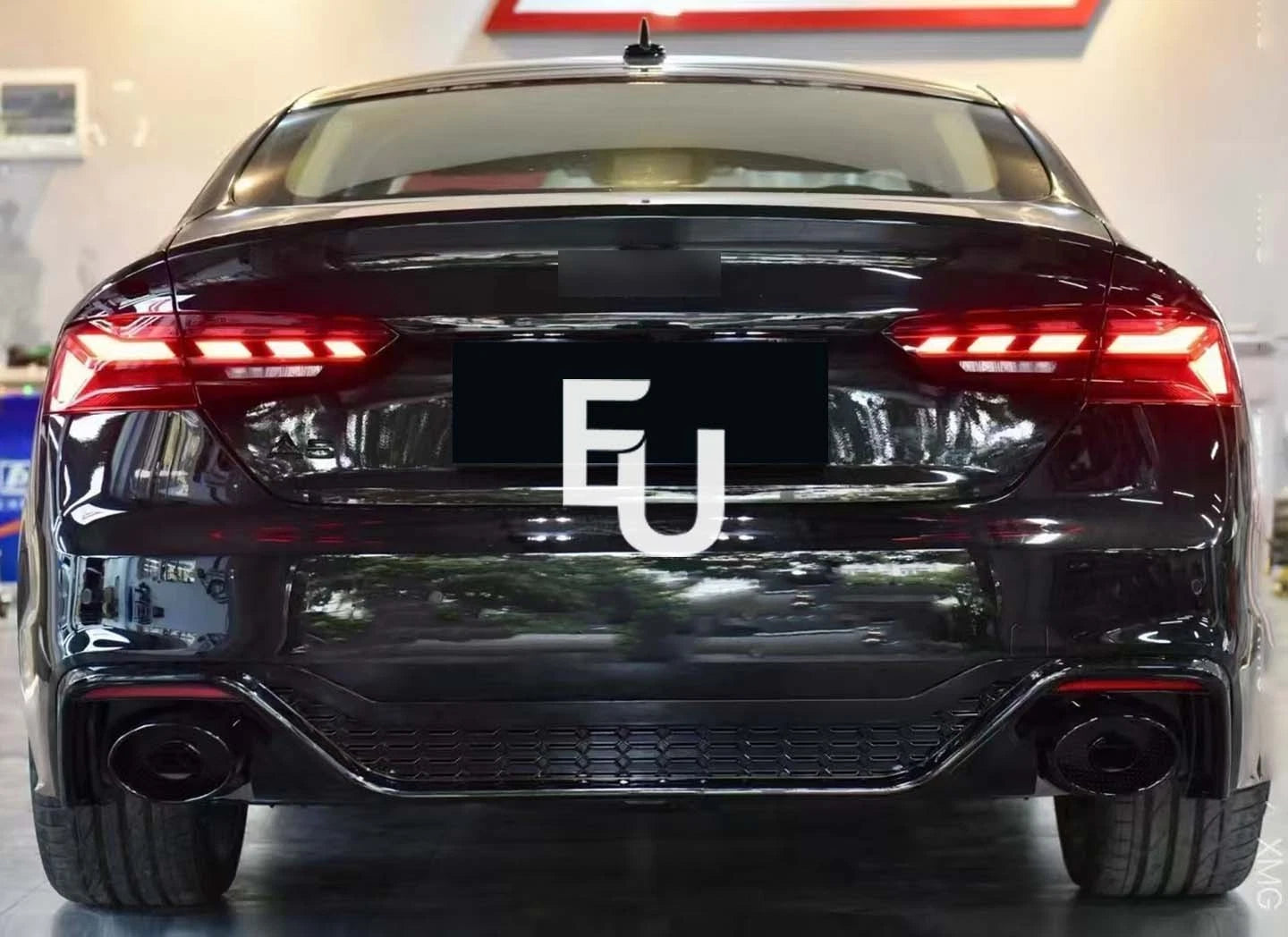 FOR AUDI A5 S5 B9.5 F5 S-LINE RS5 LOOK HONEYCOMB REAR DIFFUSER W/PIPES 2020-24