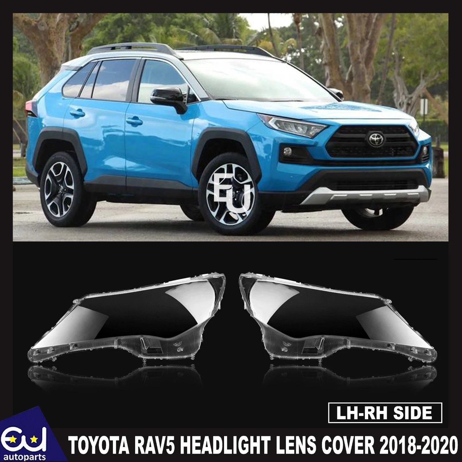 FOR TOYOTA RAV5 CLEAR HEADLIGHT LENS SHELL LAMPSHADE PAIR LEFT RIGHT 2018-2020