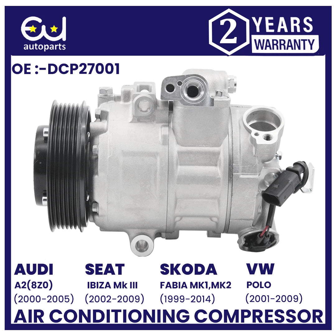 AIR CON AC COMPRESSOR FOR AUDI A2 TT SEAT IBIZA MK3 MK4 TOLEDO OCTAVIA MK2 RAPID