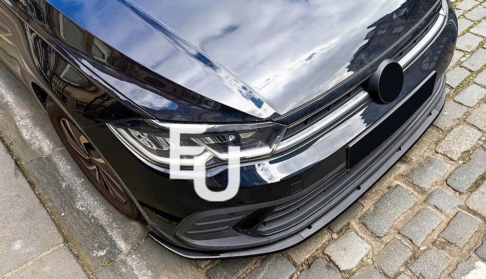 FOR VW POLO MK6.5 FRONT SPOILER LIP SPLITTER GLOSS BLACK 2022-2024