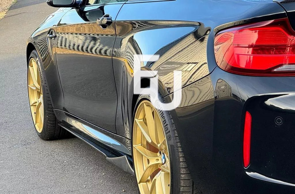 FOR BMW 2 SERIES F87 M2 F22 F23 CARBON LOOK MP SYTLE SIDE SKIRT EXTENSION BLADE 14+