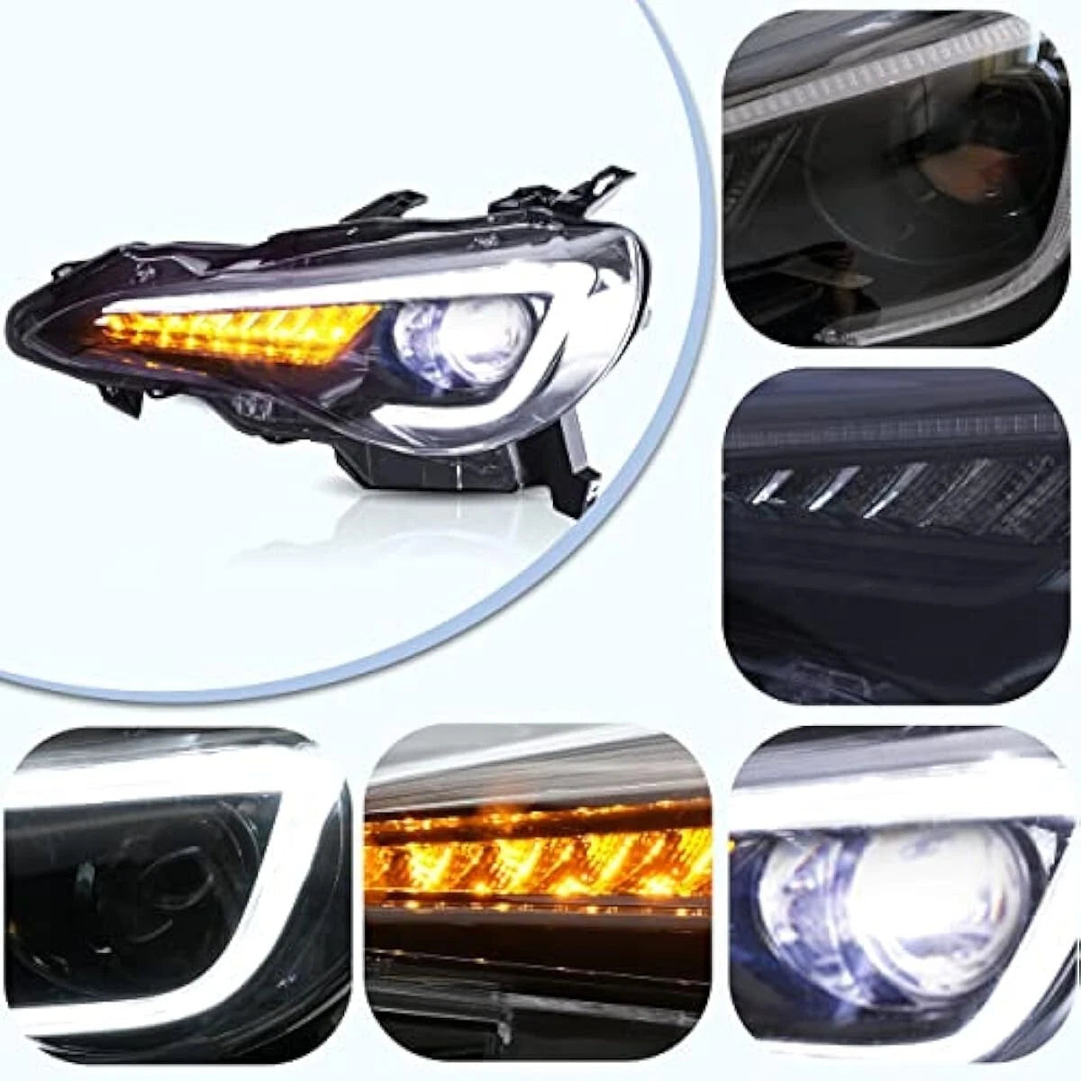 VLAND HEAD LIGHTS LAMP FOR TOYOTA GT86 SUBARU BRZ LED SEQUENTIAL INDICATOR RHD