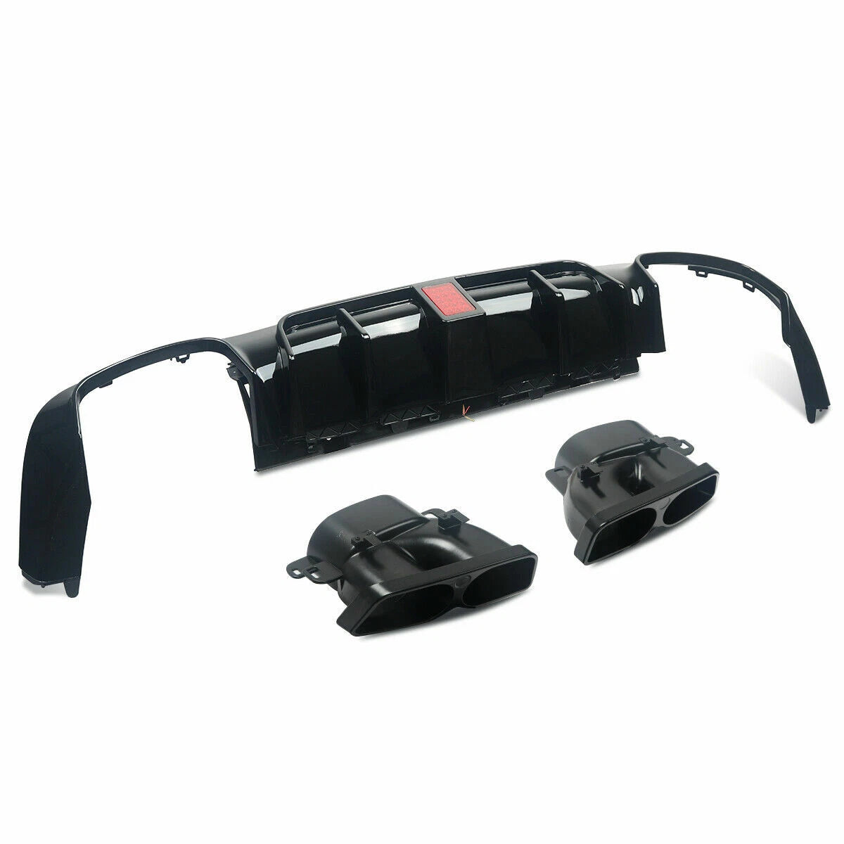 FOR MERCEDES BENZ E CLASS W213 REAR DIFFUSER AND TAIL PIPE F1 LOOK GLOSS BLACK