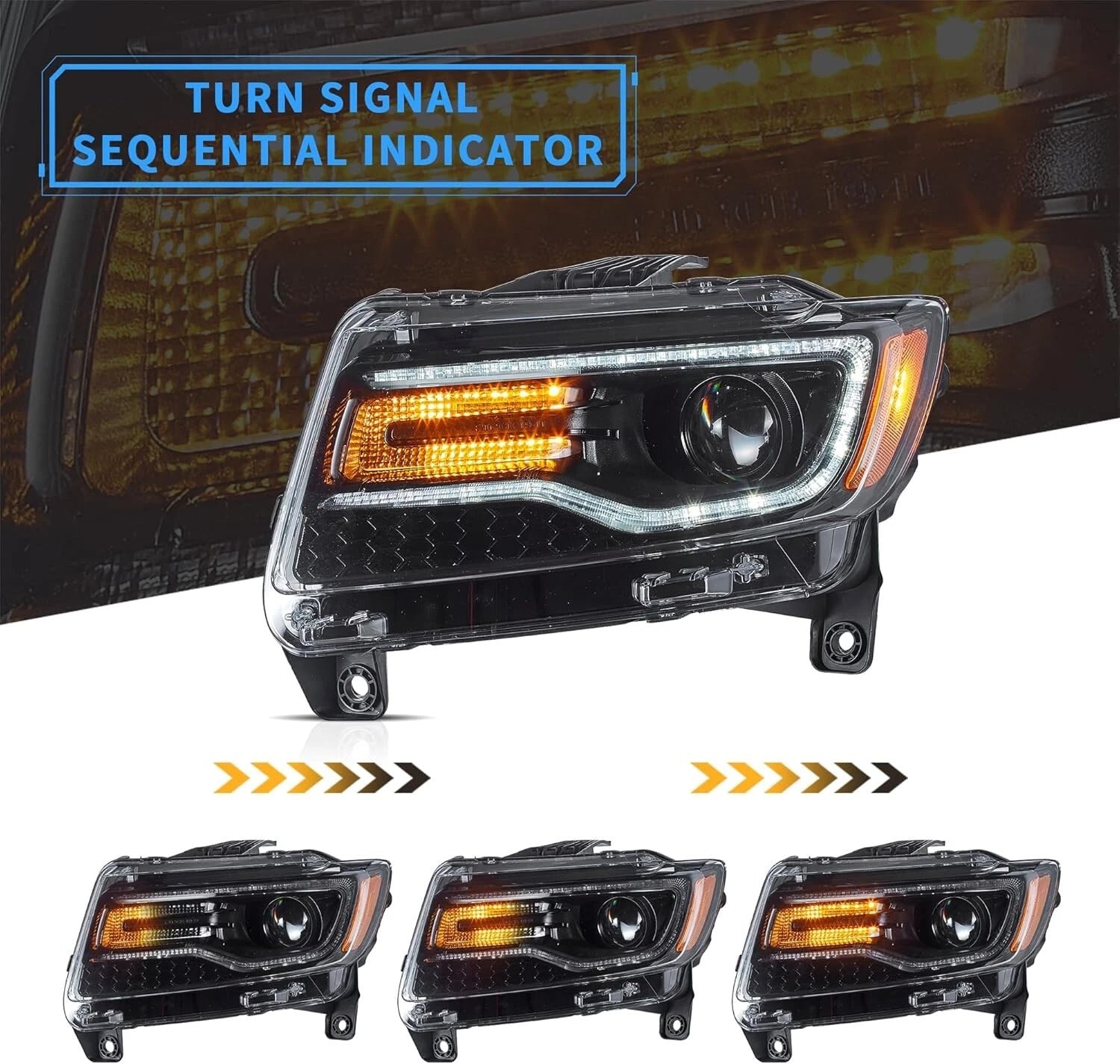FOR JEEP GRAND CHEROKEE PROJECTOR FULL LED HEADLIGHTS LAMP DRL STARTUP 2014-2022