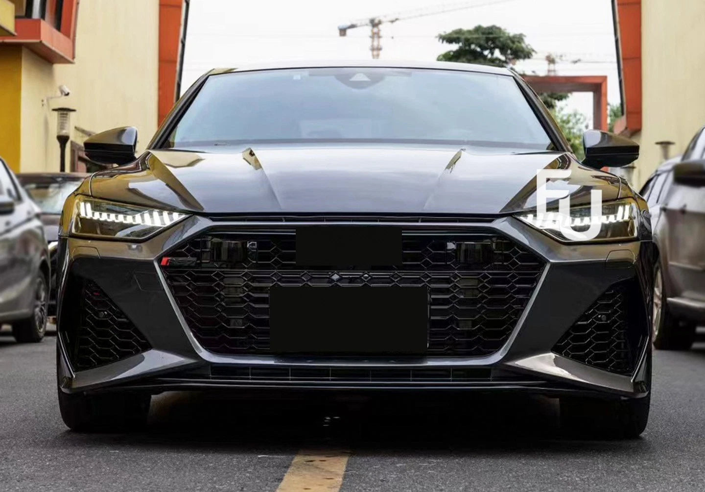 FRONT BUMPER RS7 STYLE PRIMER UPGRADE GLOSS BLACK TRIM FOR AUDI A7 C8 4K MK2 18+