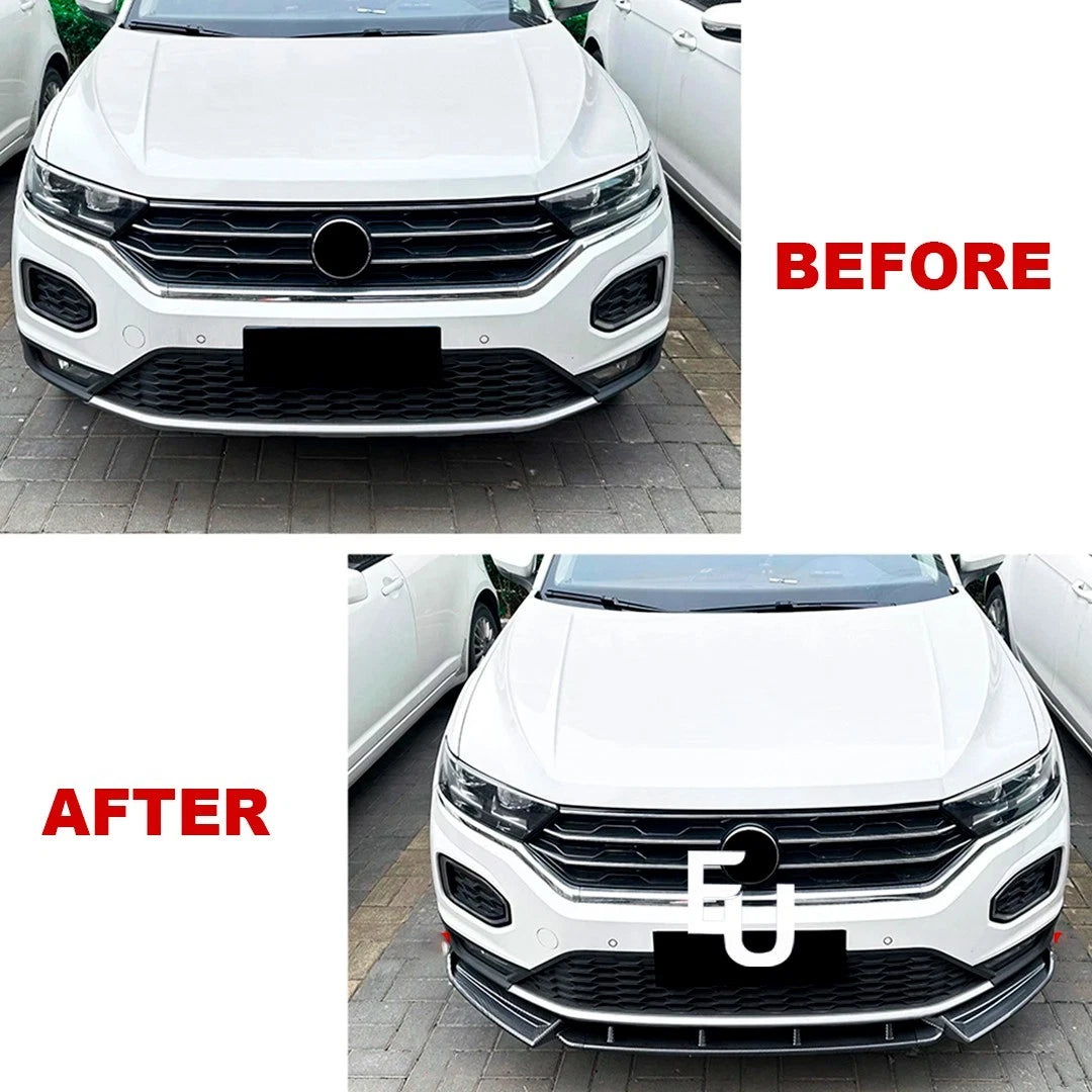 FOR VW T-ROC SE STANDARD FRONT BUMPER SPOILER LIP SPLITTER GLOSS BLACK 2017-2021