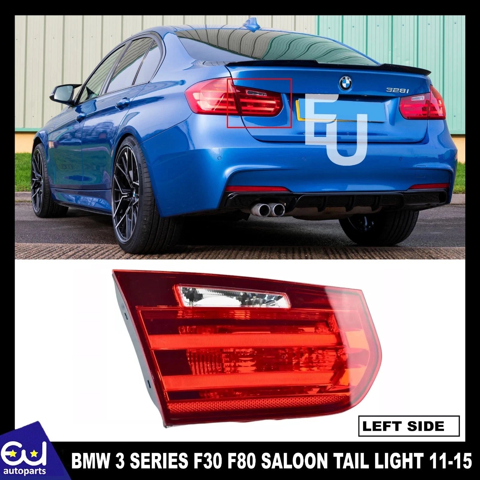 FOR BMW 3 SERIES 11-15 REAR LIGHT TAIL LAMP INNER BOOT F30 SALOON PASSENGER LEFT