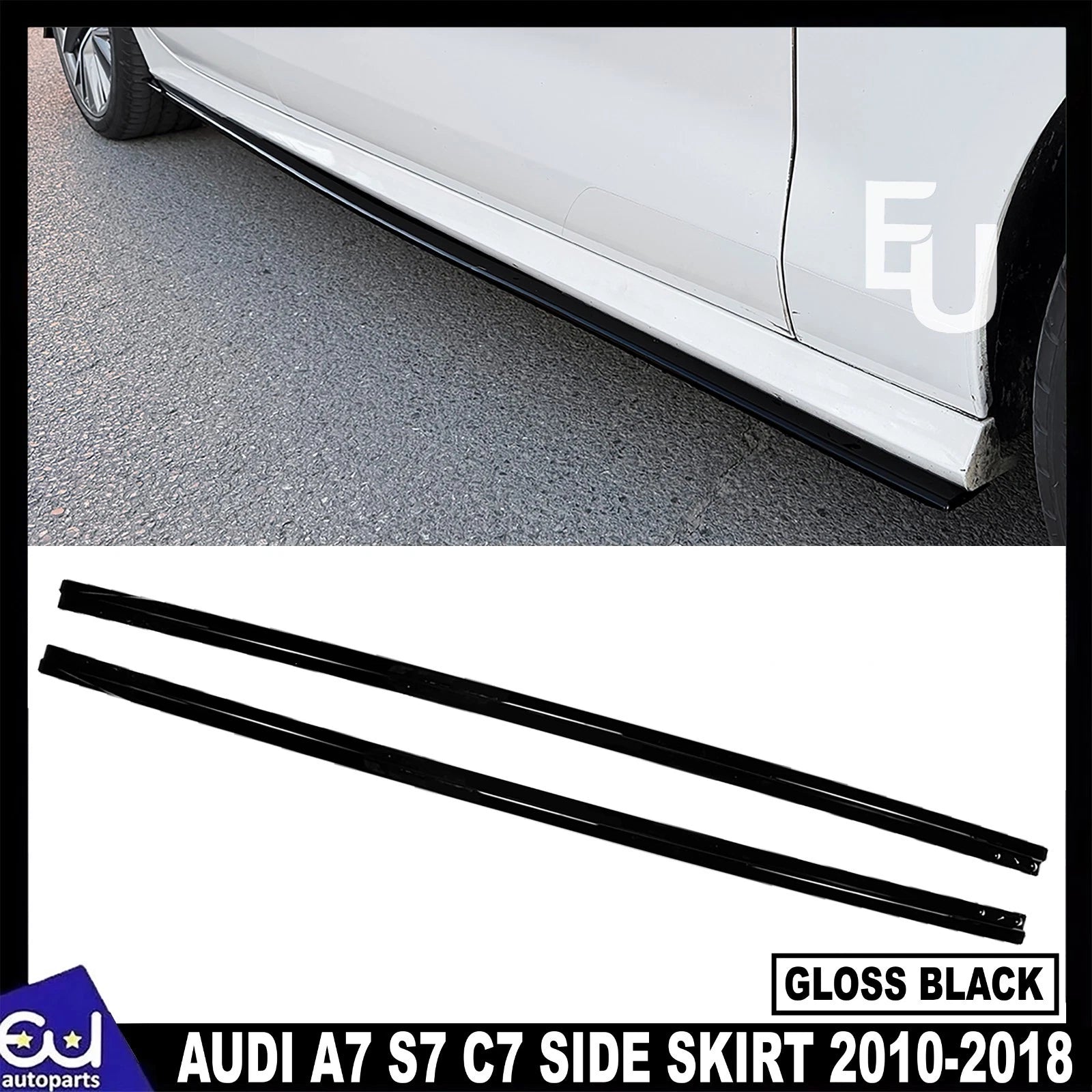 FOR AUDI A7 S LINE S7 C7 4G SIDE SKIRT EXTENSION BLADE LIP GLOSS BLACK 2010-2018