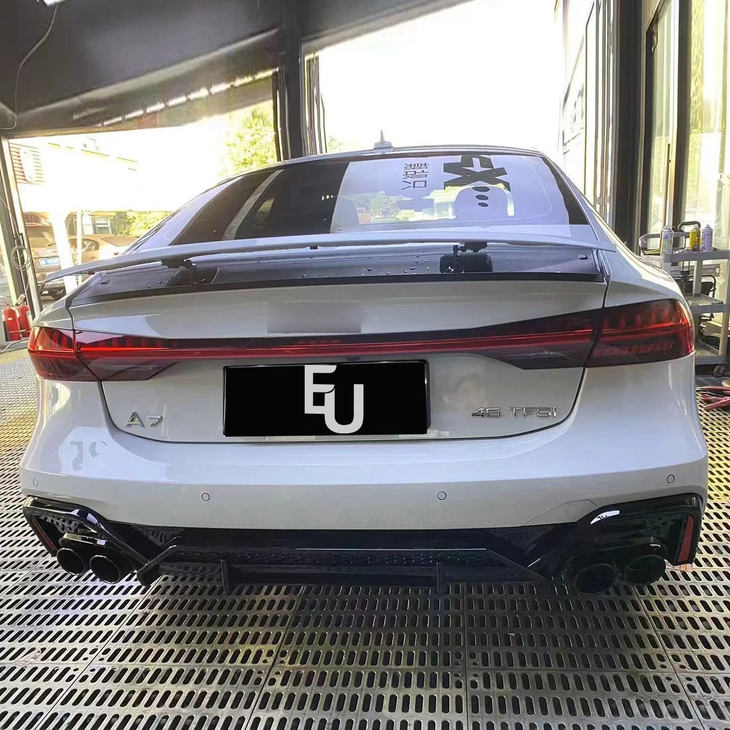 RS7 ABT STYLE REAR BUMPER DIFFUSER TAILPIPES BODY KIT BLACK FOR AUDI A7 4K8 18+