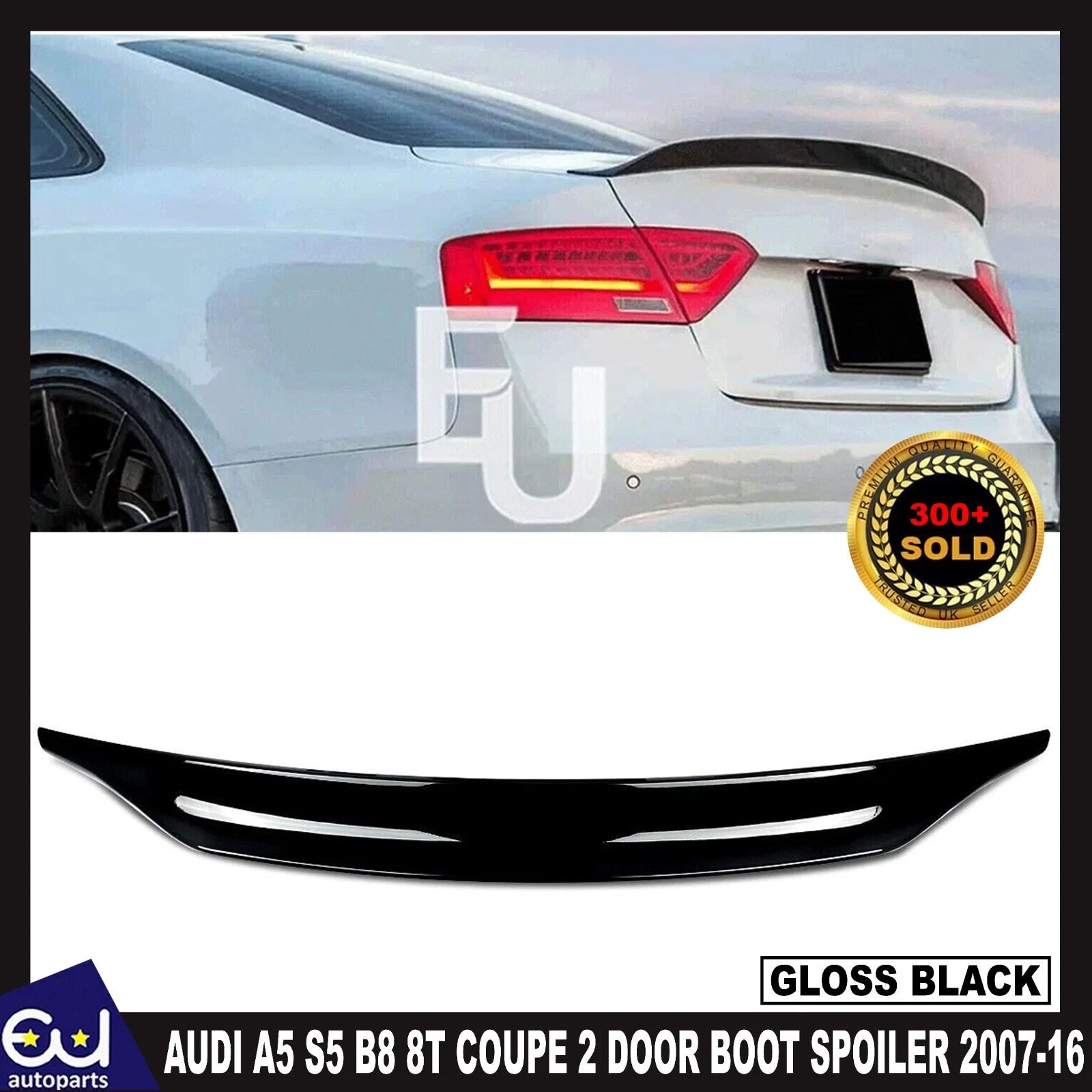 FOR AUDI A5 S5 B8 8T COUPE 2 DOOR RS5 LOOK REAR BOOT SPOILER 07-2016 GLOSS BLACK