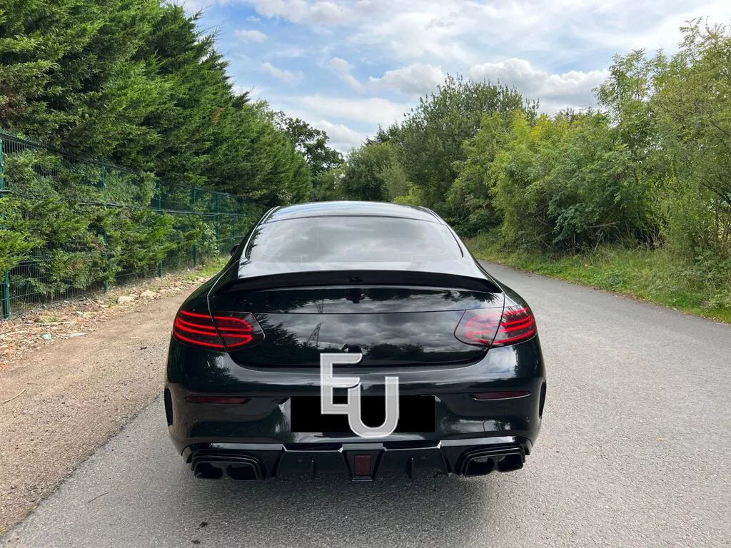 FOR MERCEDES C CLASS C205 A205 COUPE AMG C63 BB STYLE REAR DIFFUSER + TAIL PIPES